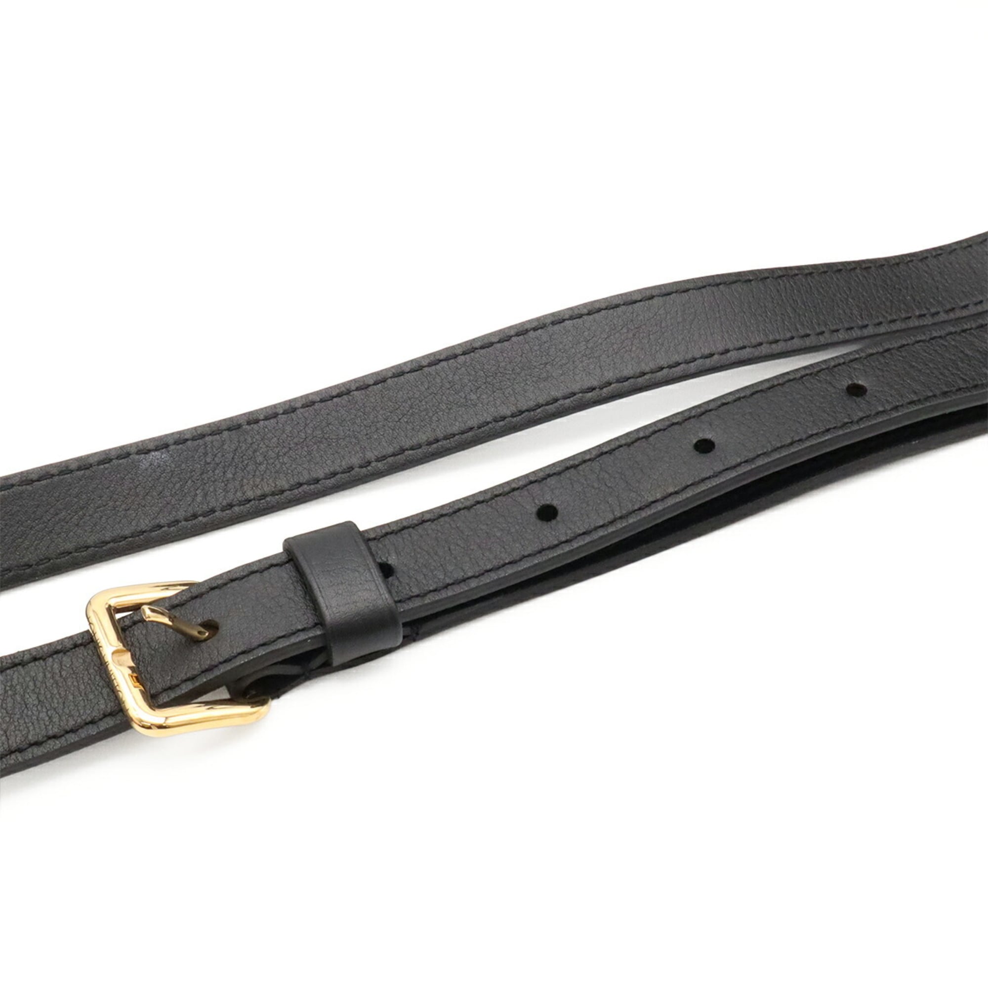 Louis Vuitton Noir Leather Handbag Shoulder Bag (Pre-Owned)