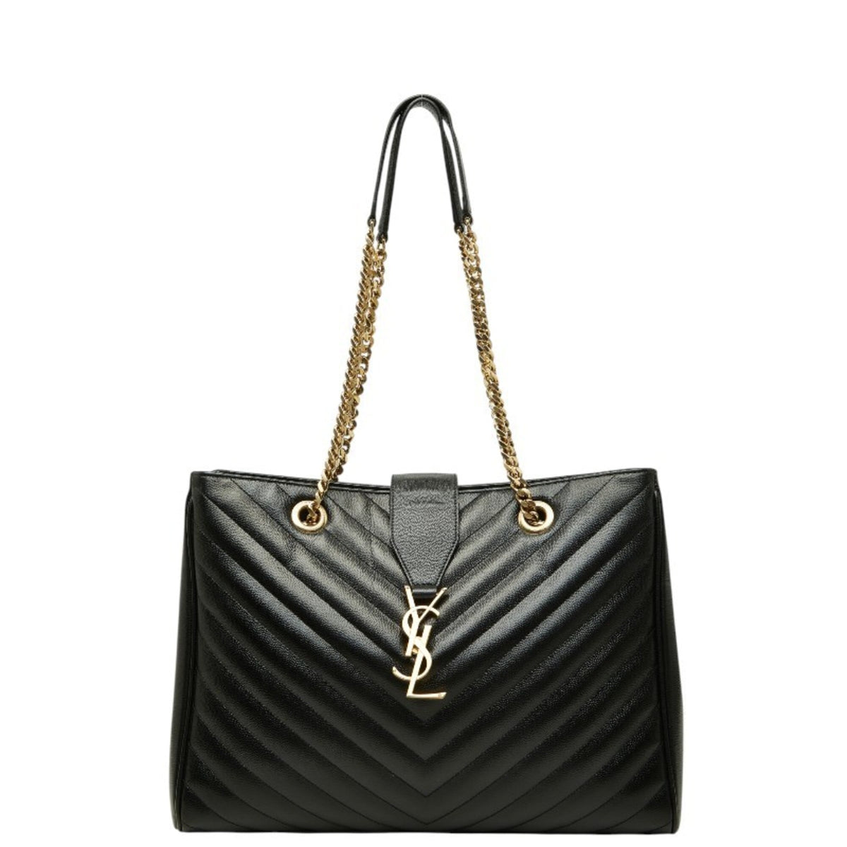 Saint Laurent Black Leather Shoulder Bag Tote Bag (Pre-Owned)