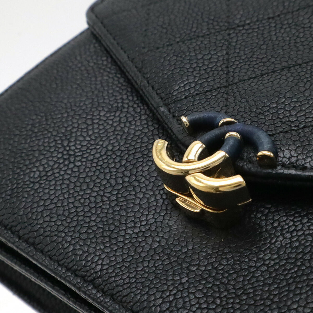 Chanel Matelasse Black Grained Calfskin Chain/Shoulder Wallet (Pre-Owned)