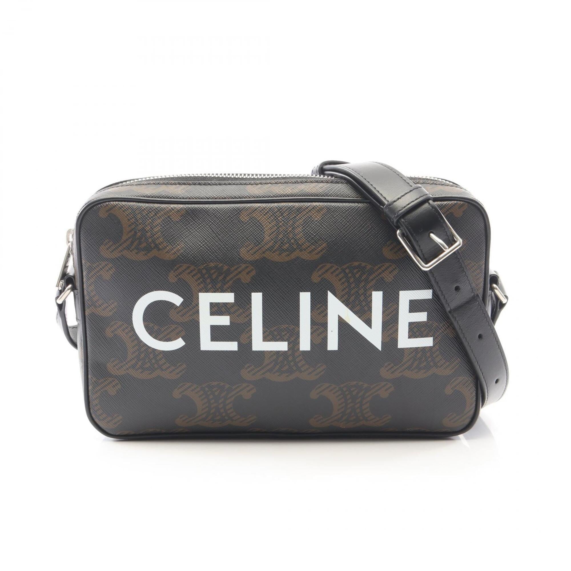 Celine Black Coated Canvas Messenger Bag Shoulder Bag (Pre-Owned)