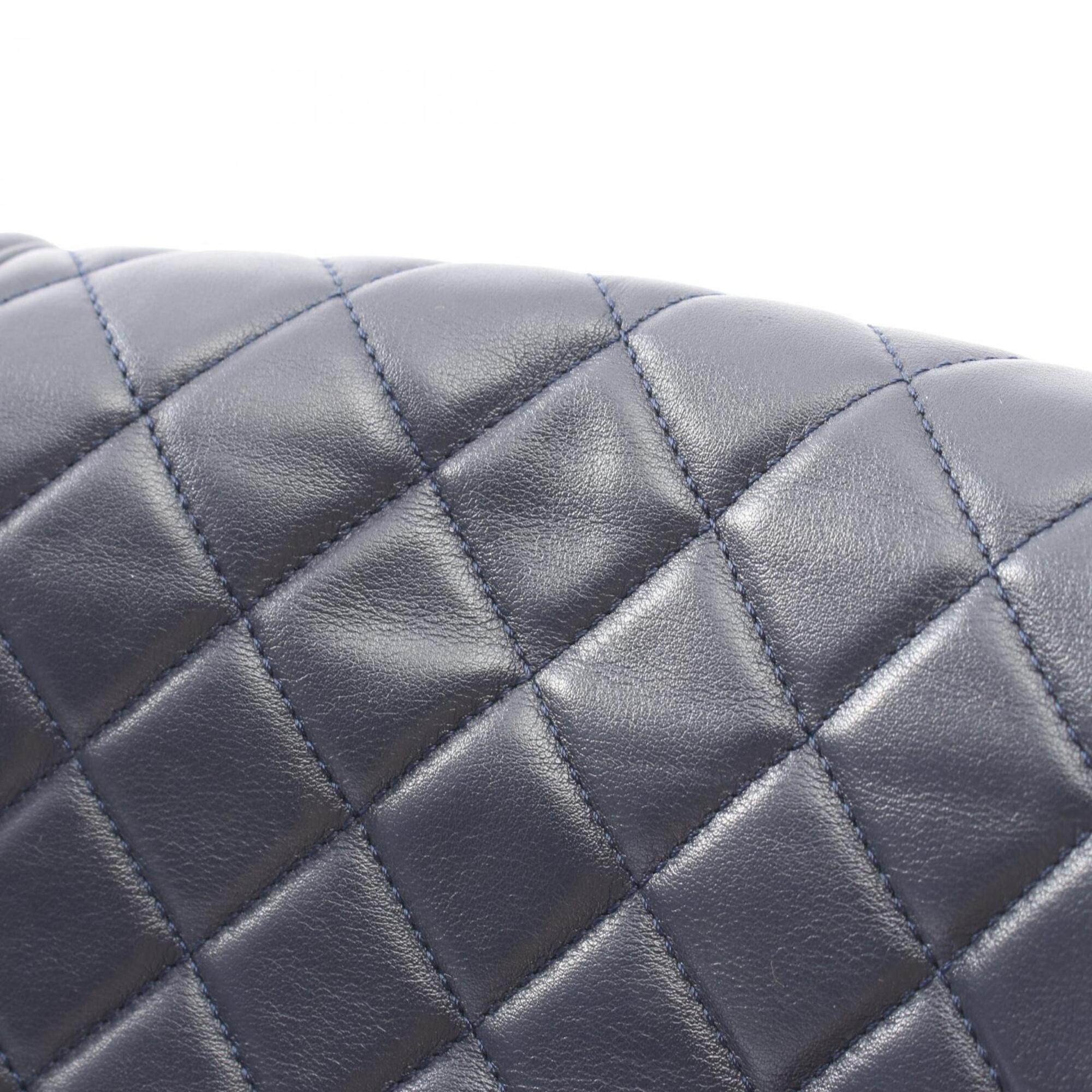 Chanel Boy Chanel Navy Leather Handbag Shoulder Bag (Pre-Owned)