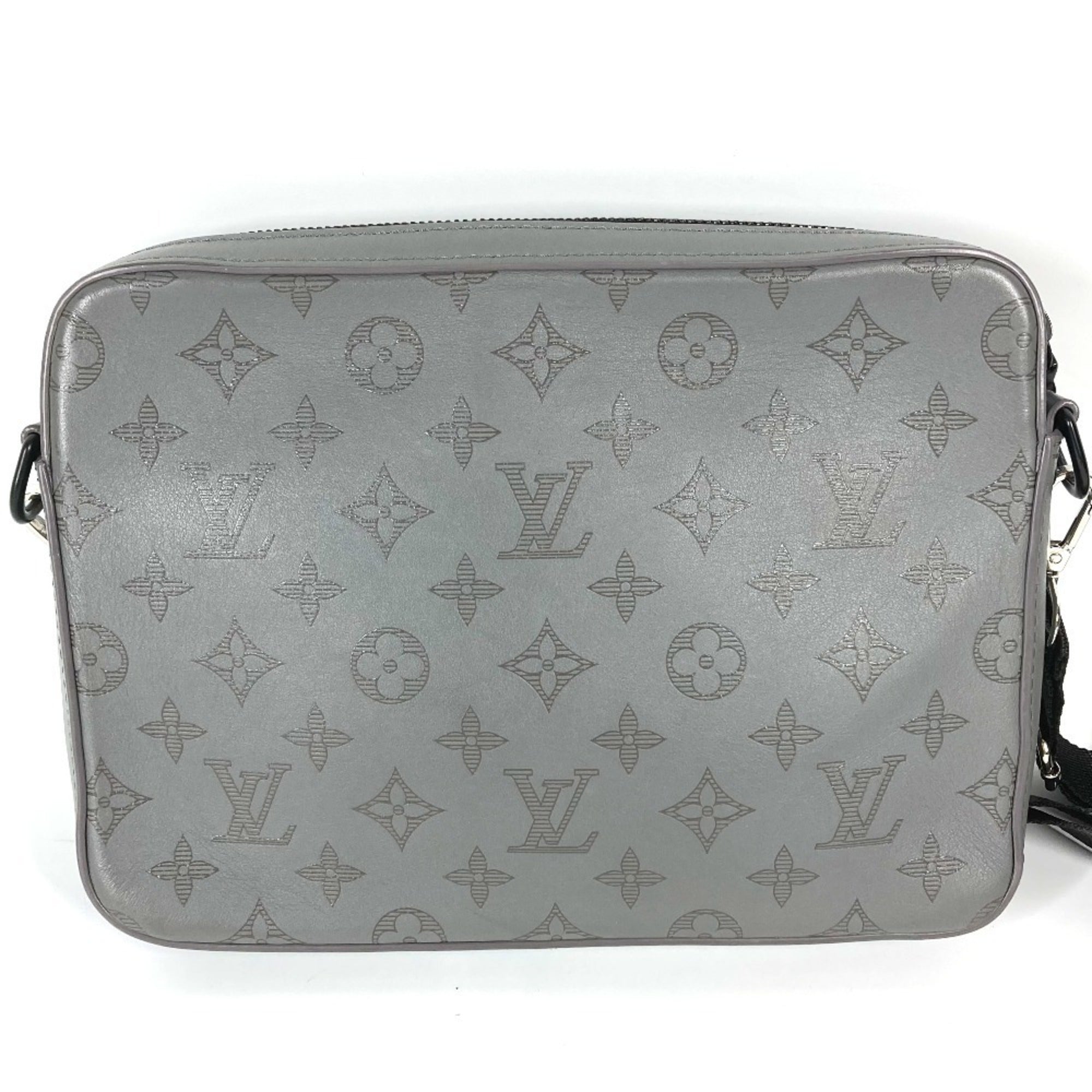 Louis Vuitton Gray Monogram Shadow Clutch Bag Shoulder Bag (Pre-Owned)