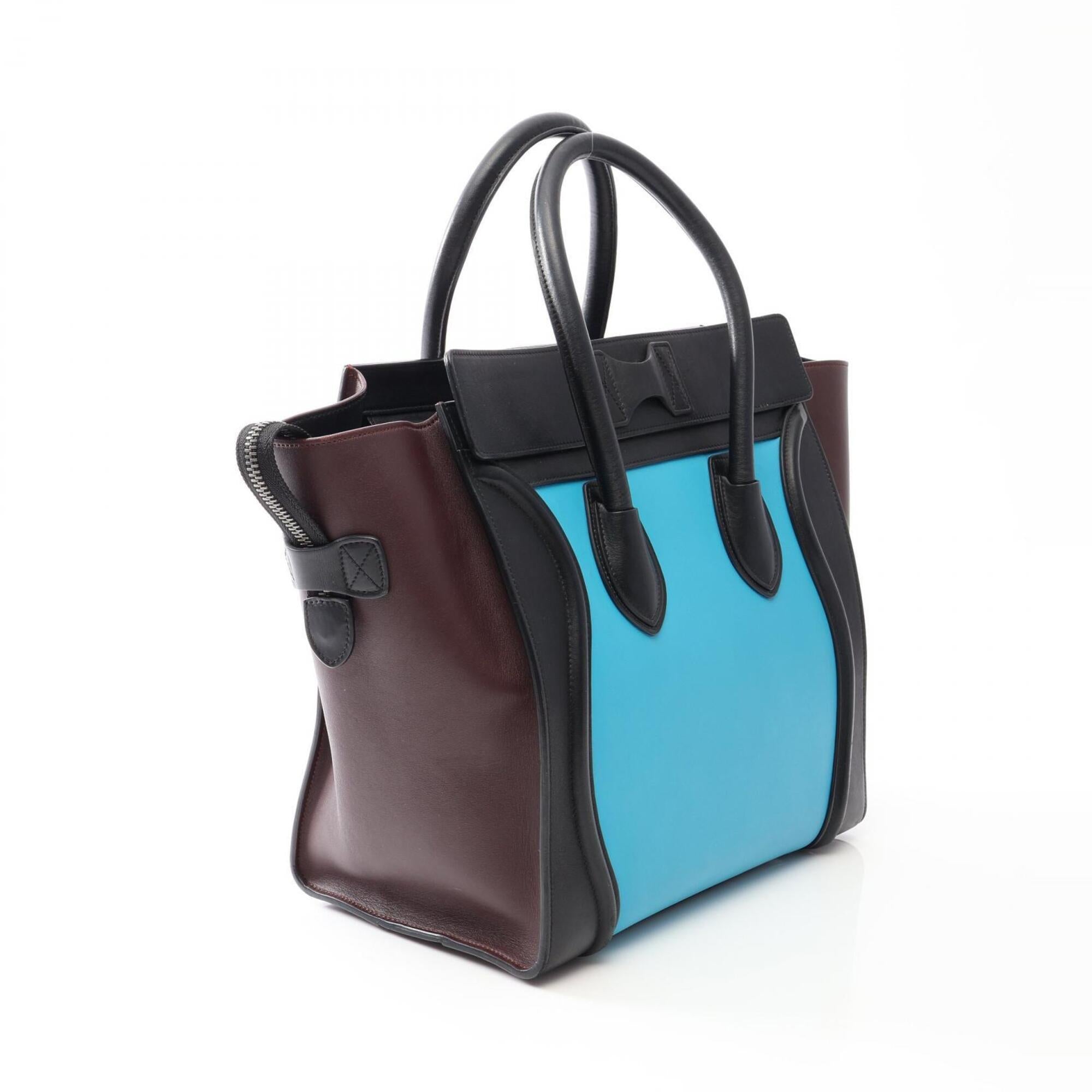 Celine Black Blue Brown Leather Handbag (Pre-Owned)