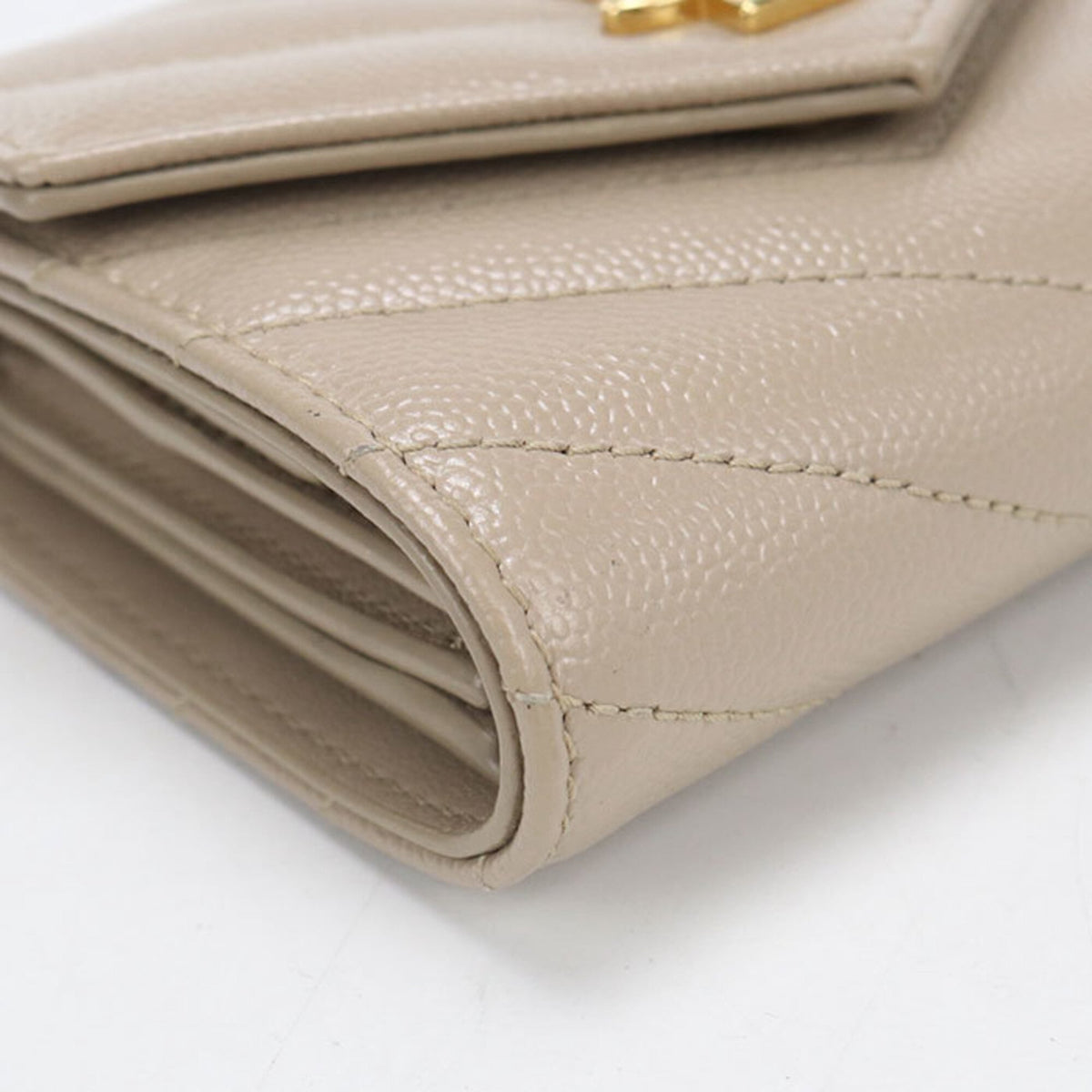 Saint Laurent Beige Leather Wallet (Tri-Fold) (Pre-Owned)