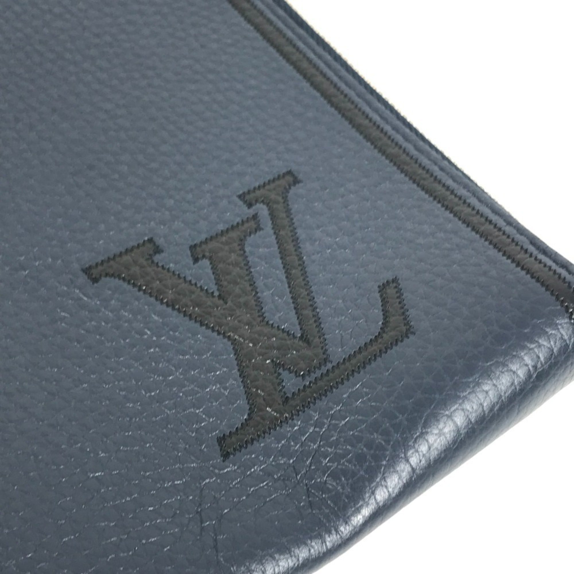 Louis Vuitton Black Navy Leather Clutch Bag Pochette Pouch (Pre-Owned)