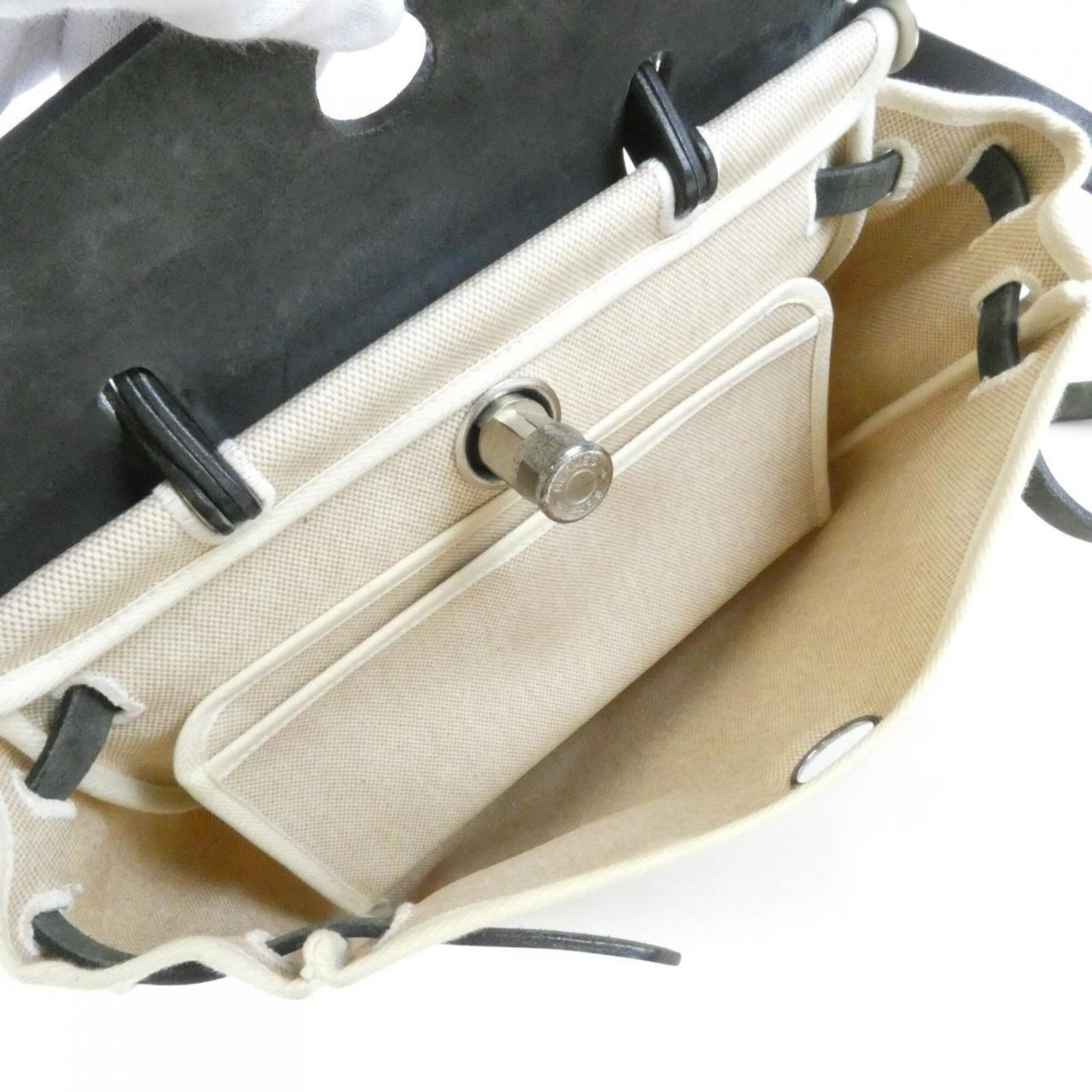 Hermes Black Toile H Handbag (Pre-Owned)