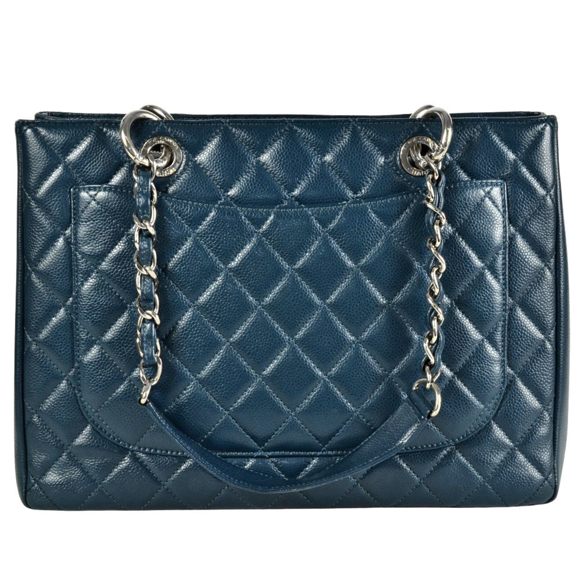 Chanel Blue Grained Calfskin Tote Bag (Pre-Owned)