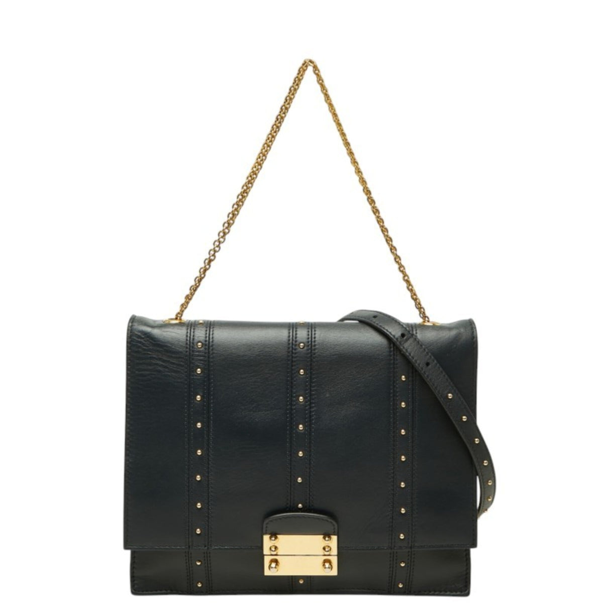 Valentino Black Leather Handbag Shoulder Bag (Pre-Owned)