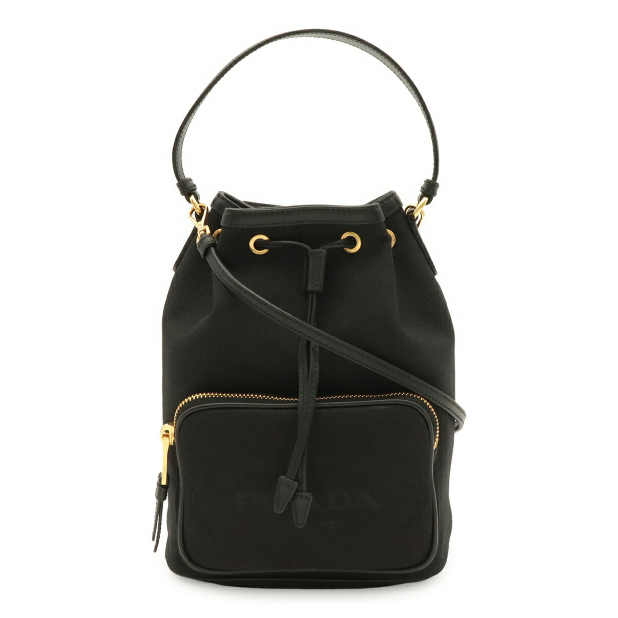 Prada Black Nero Canvas Handbag Shoulder Bag (Pre-Owned)