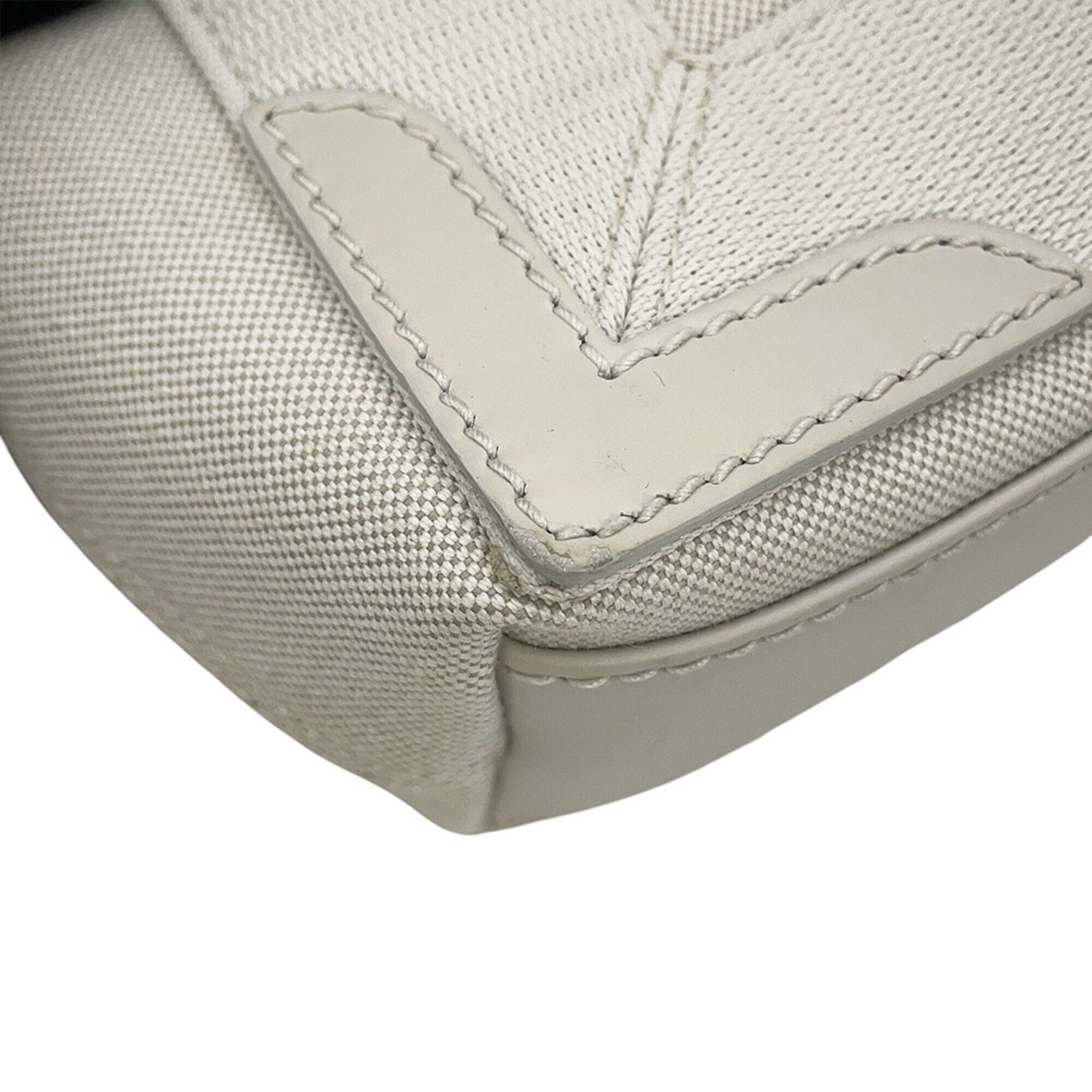Balenciaga White Canvas Leather Handbag Pouch (Pre-Owned)