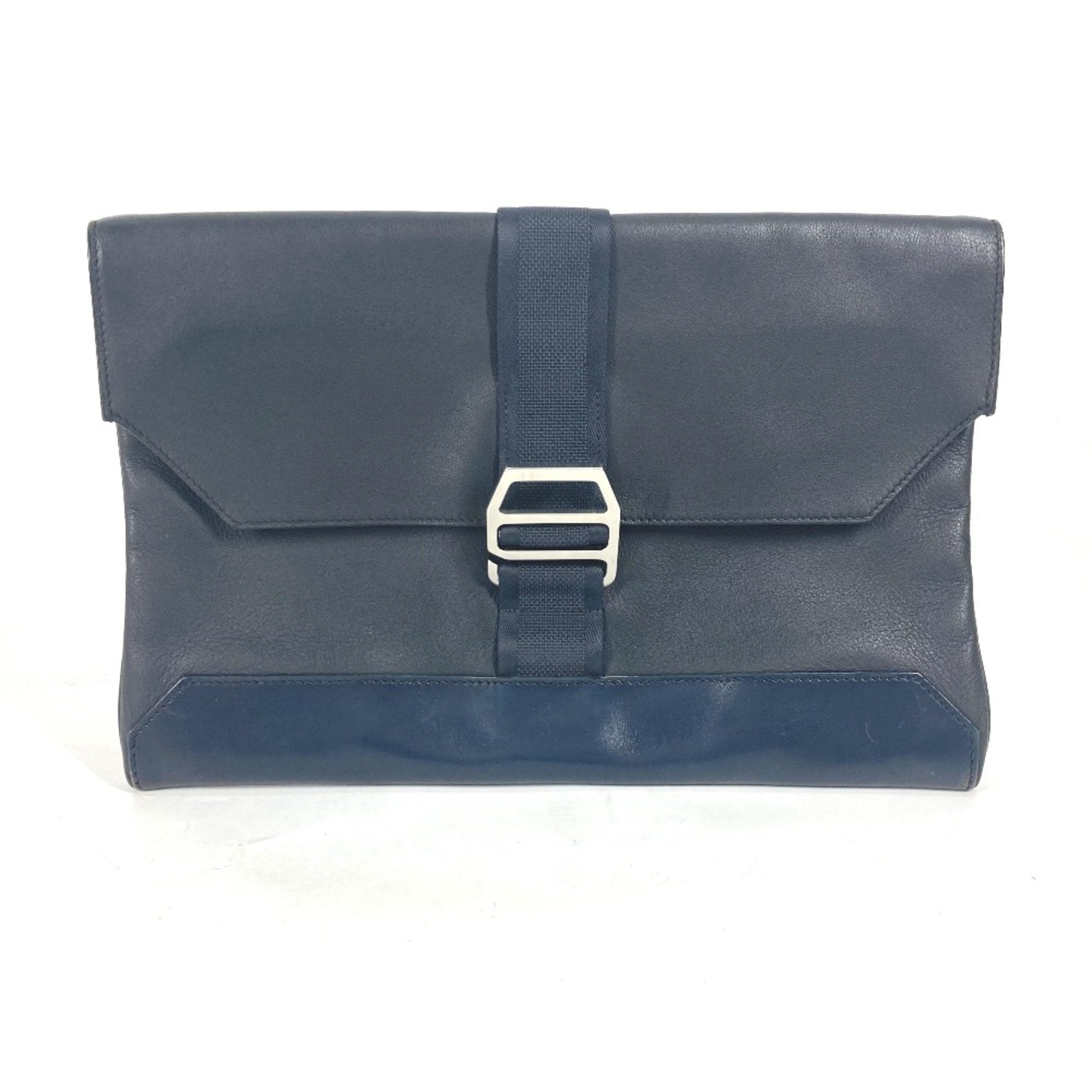 Hermes Navy Leather Clutch Bag (Pre-Owned)
