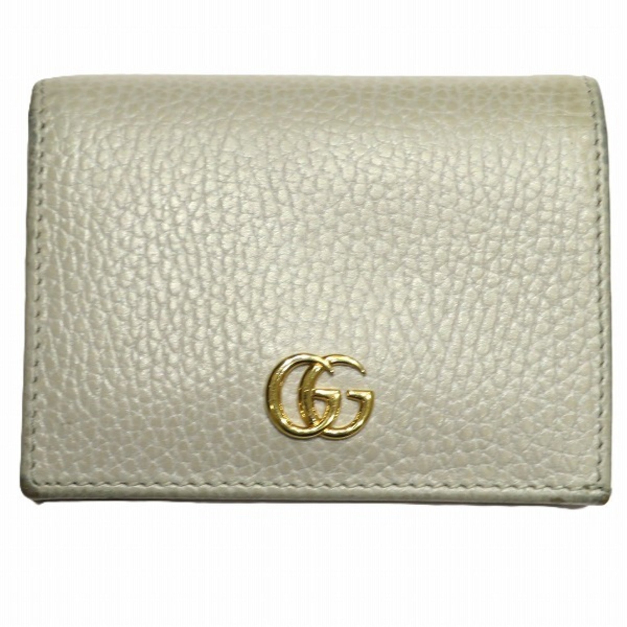Gucci Light Gray Salmon Pink Leather Wallet (Bi-Fold) (Pre-Owned)