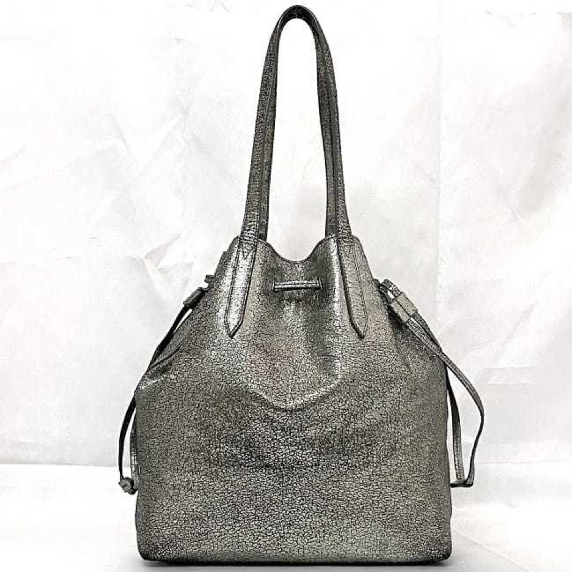 Jimmy Choo Metallic Silver Leather Tote Bag (Pre-Owned)