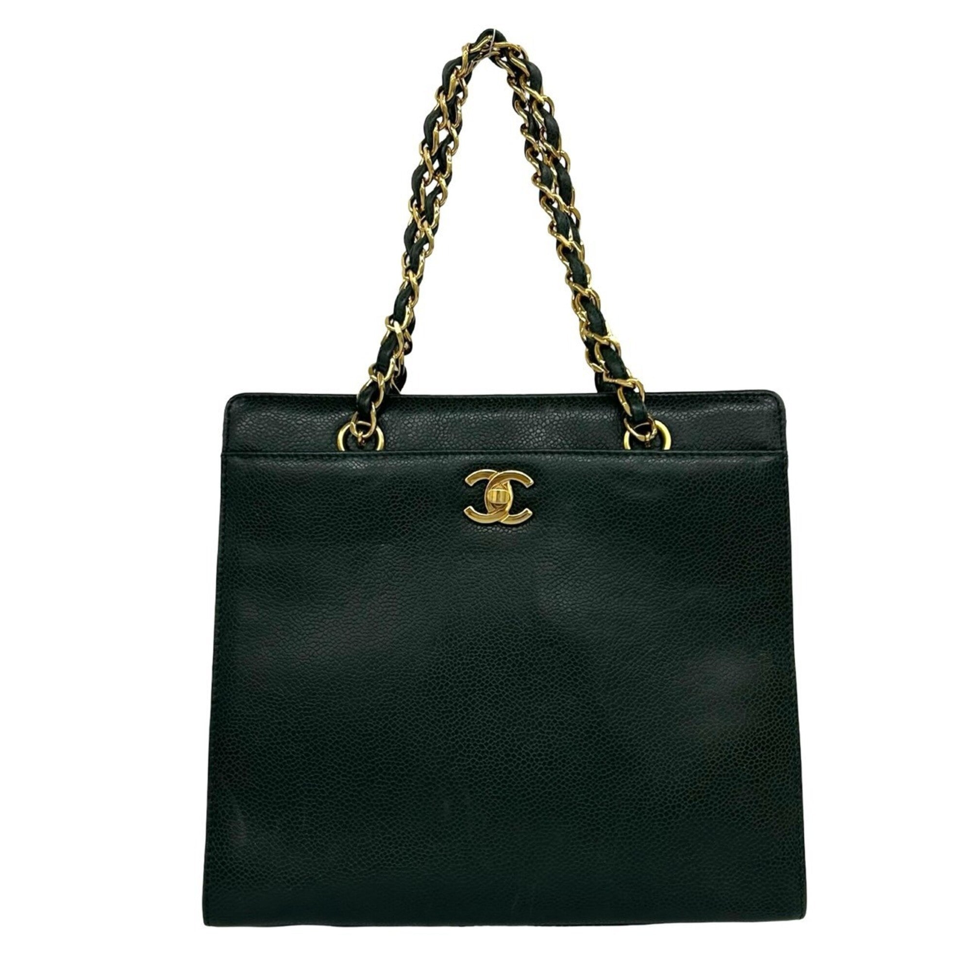 Chanel Green Grained Calfskin Handbag (Pre-Owned)