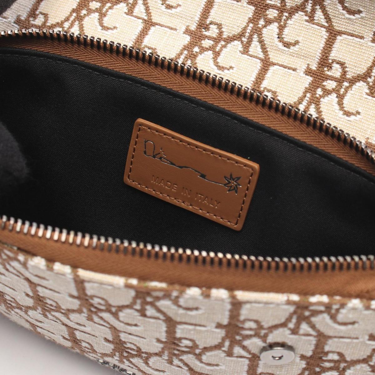 Christian Dior Beige Brown Canvas Handbag Saddle Bag (Pre-Owned)