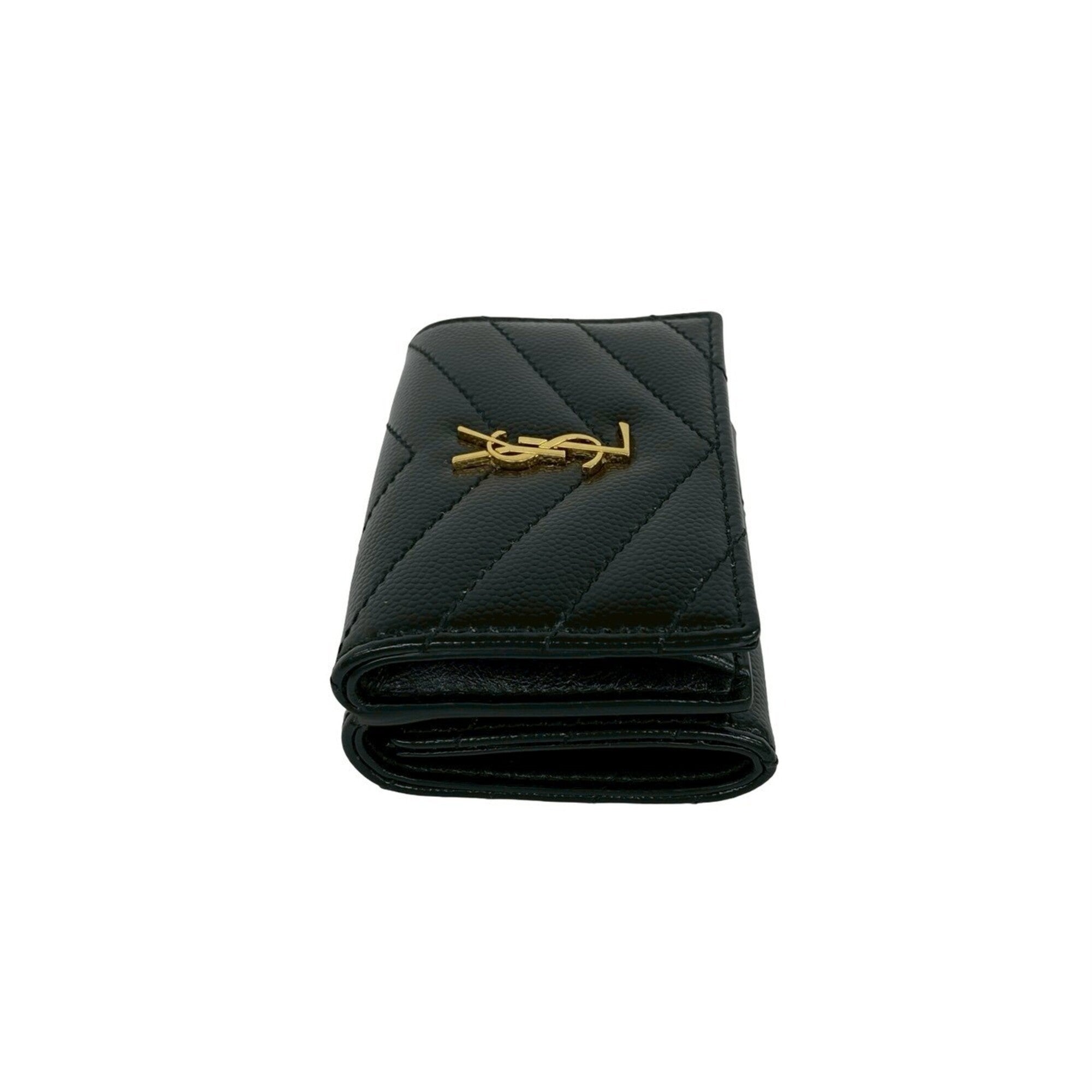 Yves Saint Laurent Black Leather Wallet (Tri-Fold) (Pre-Owned)