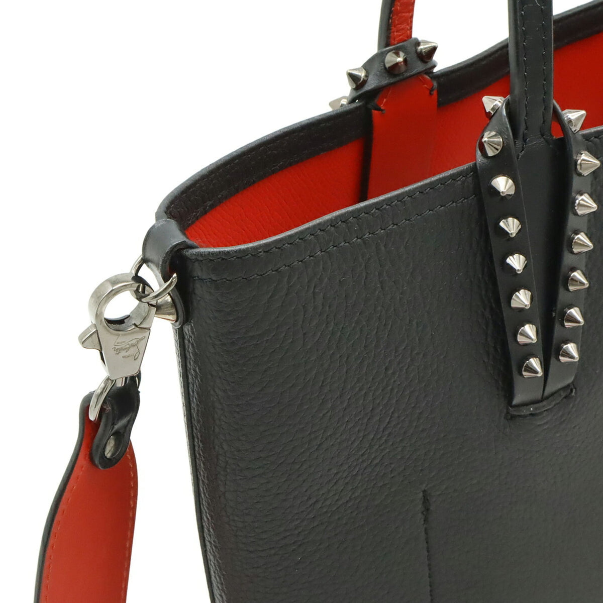 Christian Louboutin Black Red Color Leather Handbag Shoulder Bag (Pre-Owned)