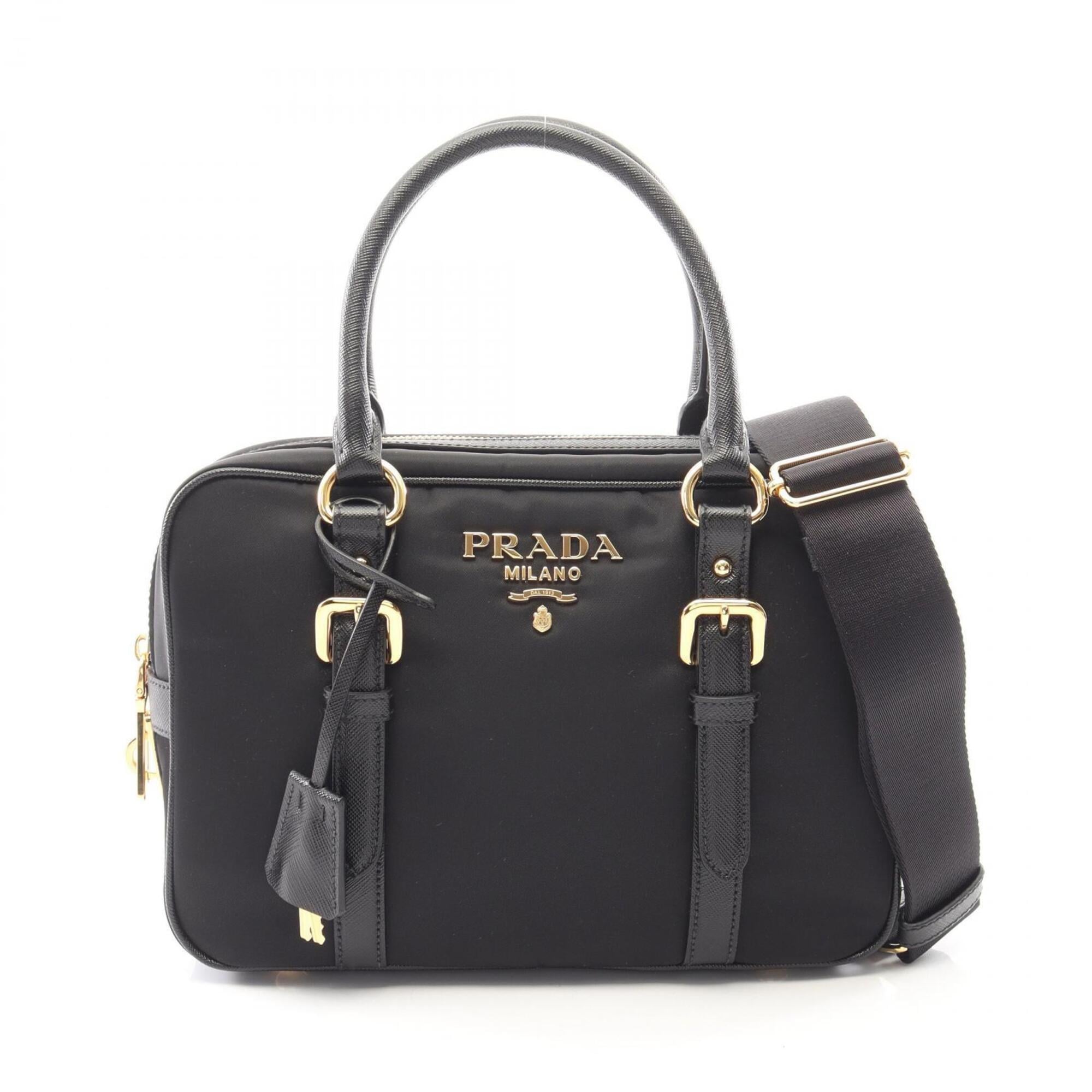 Prada Saffiano Black Tessuto Saffiano Handbag (Pre-Owned)