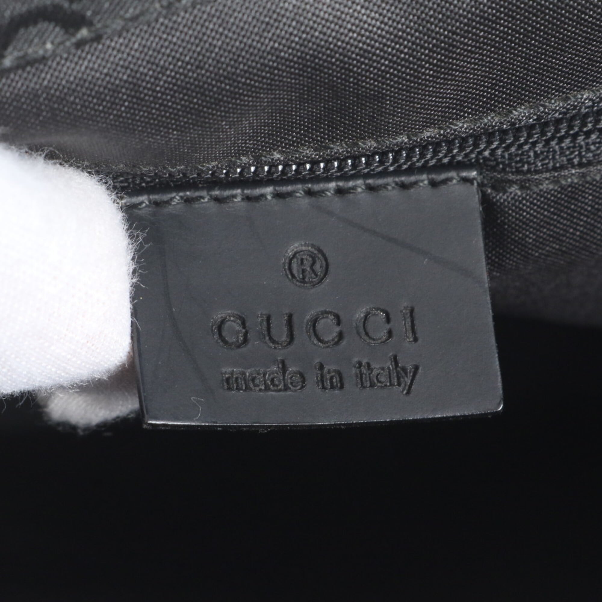 Gucci Bamboo Black Leather Nylon Handbag Shoulder Bag Tote Bag (Pre-Owned)