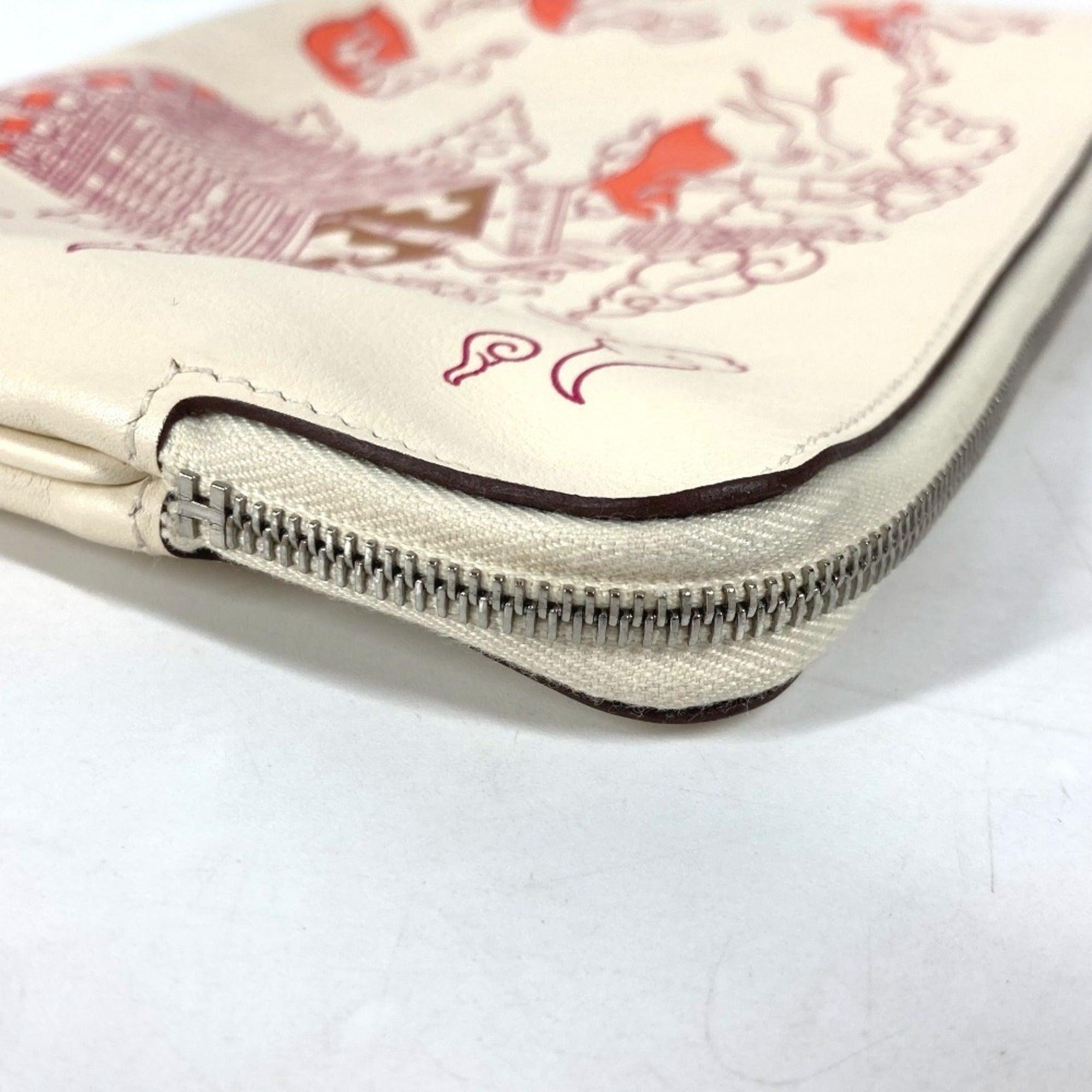 Hermes Ivory Leather Clutch Bag Pouch (Pre-Owned)