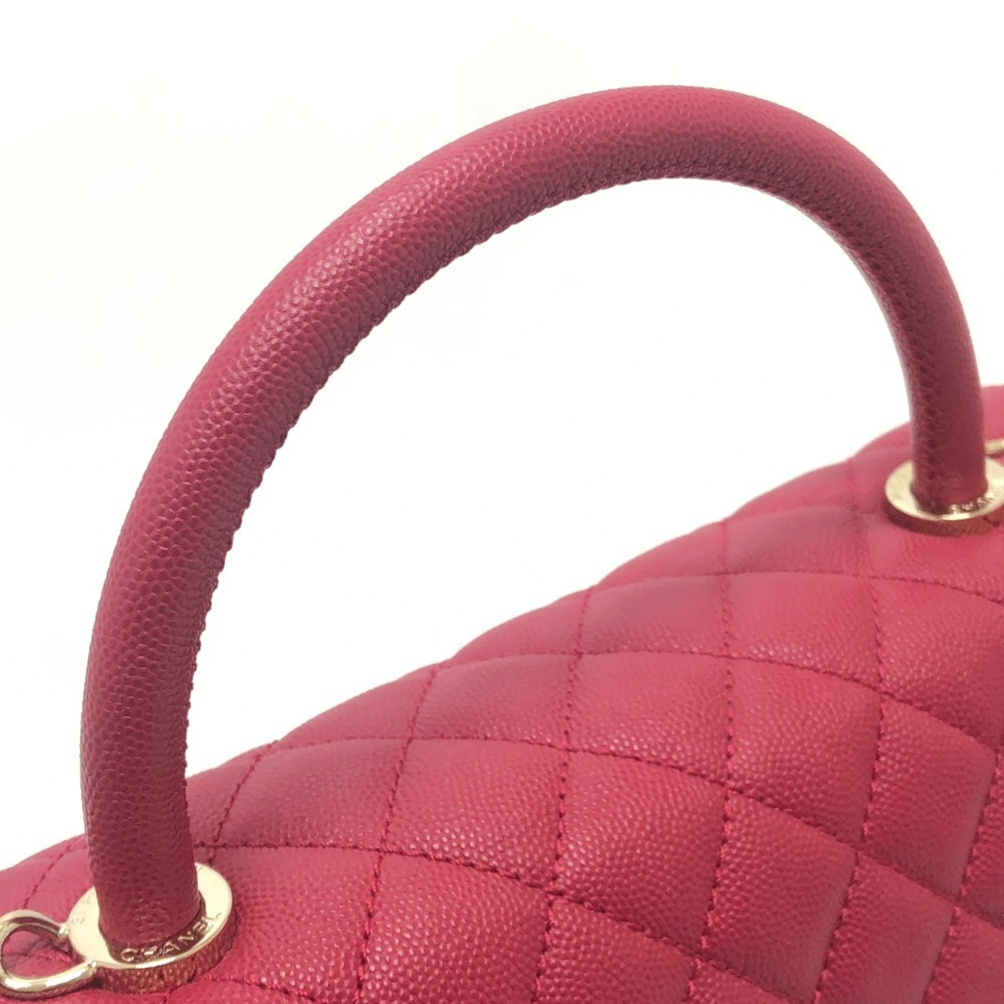 Chanel Matelasse Red Color Grained Calfskin Handbag Shoulder Bag (Pre-Owned)