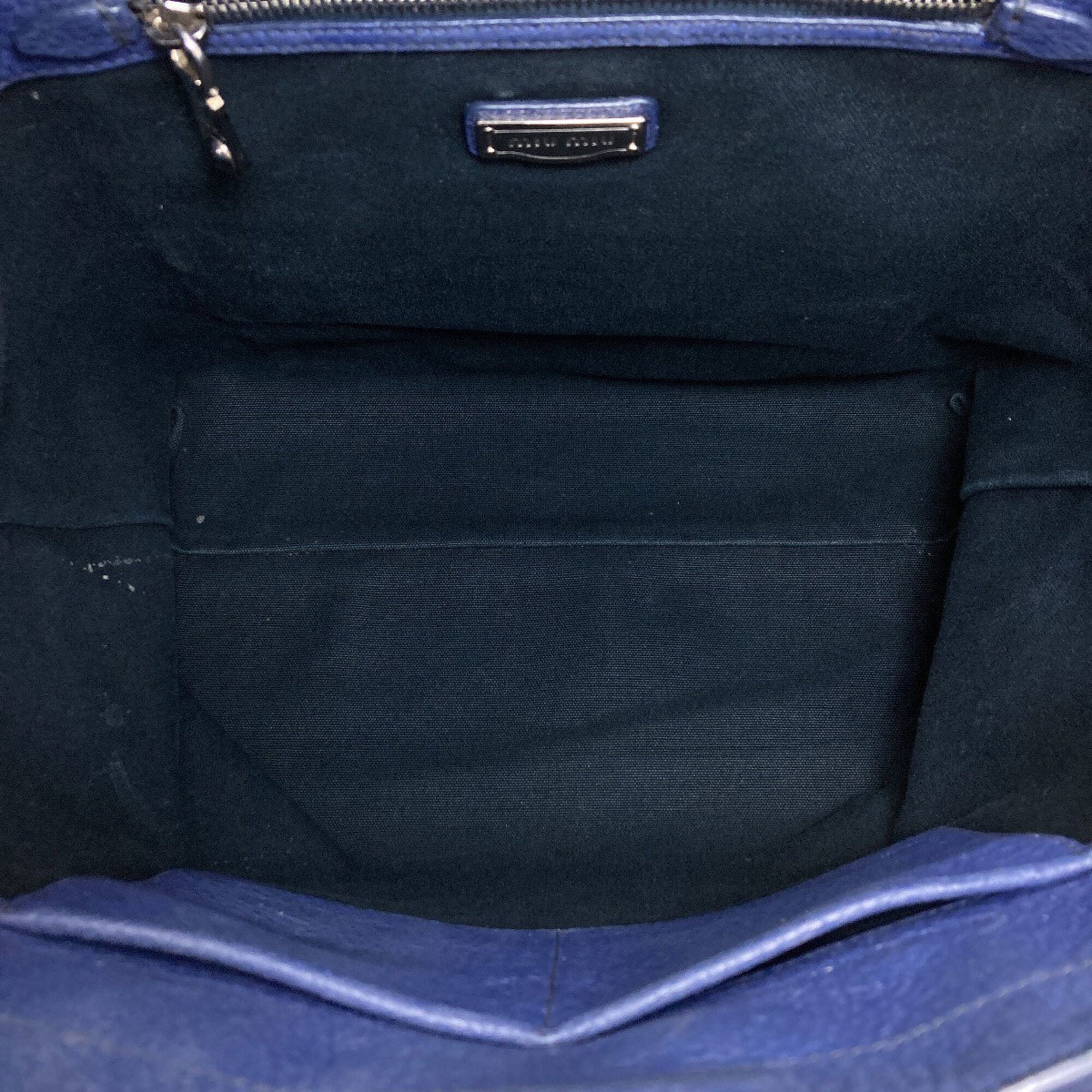 Miu Miu Blue Leather Tote Bag (Pre-Owned)