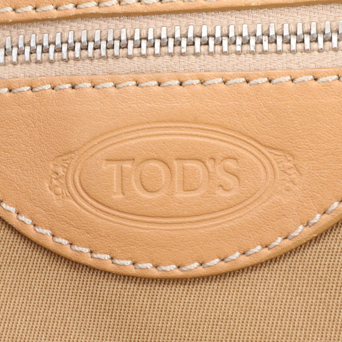 Tod's Beige Leather Boston Bag Crossbody Bag Handbag Shoulder Bag Tote Bag (Pre-Owned)