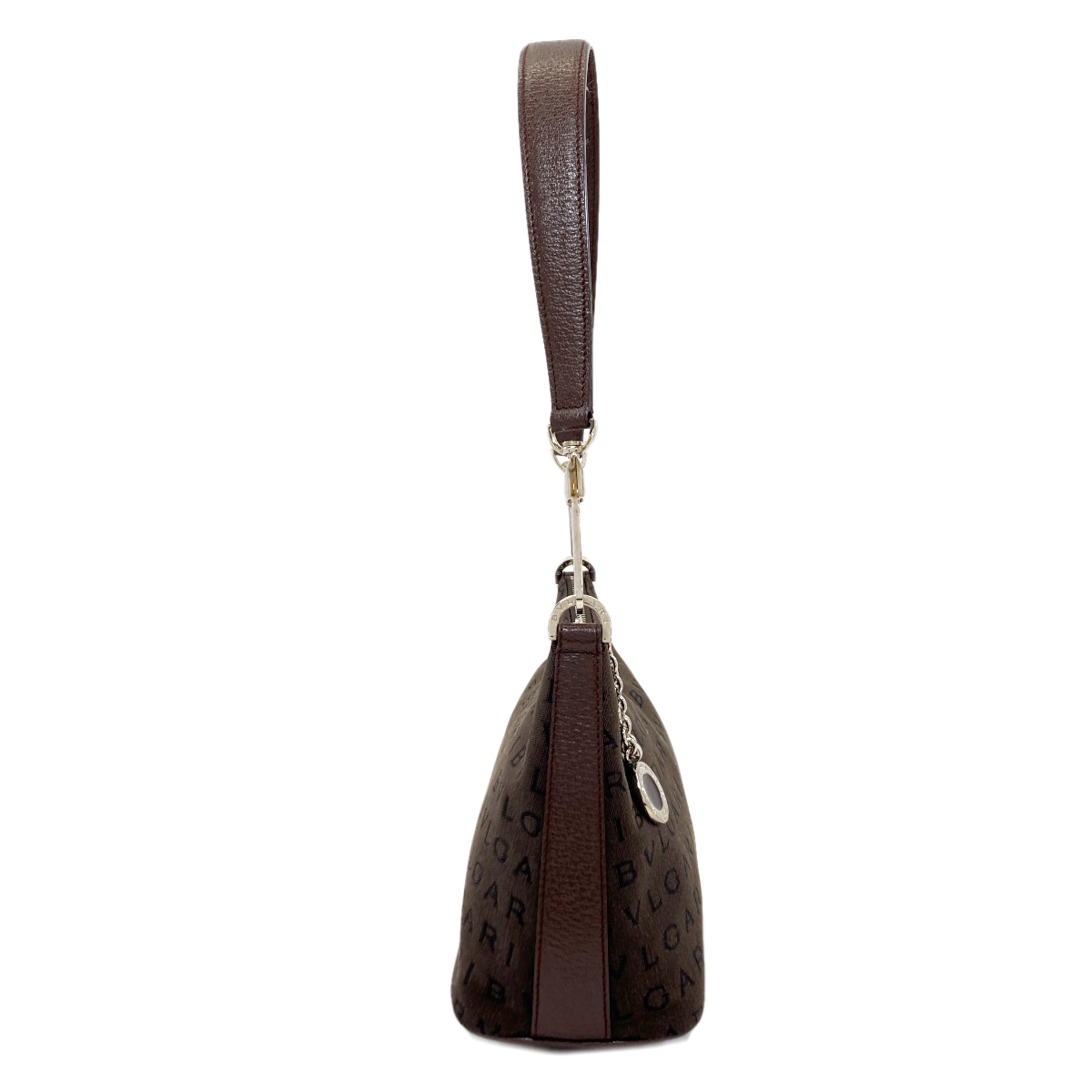 Bvlgari Logomania Brown Canvas Shoulder Bag (Pre-Owned)