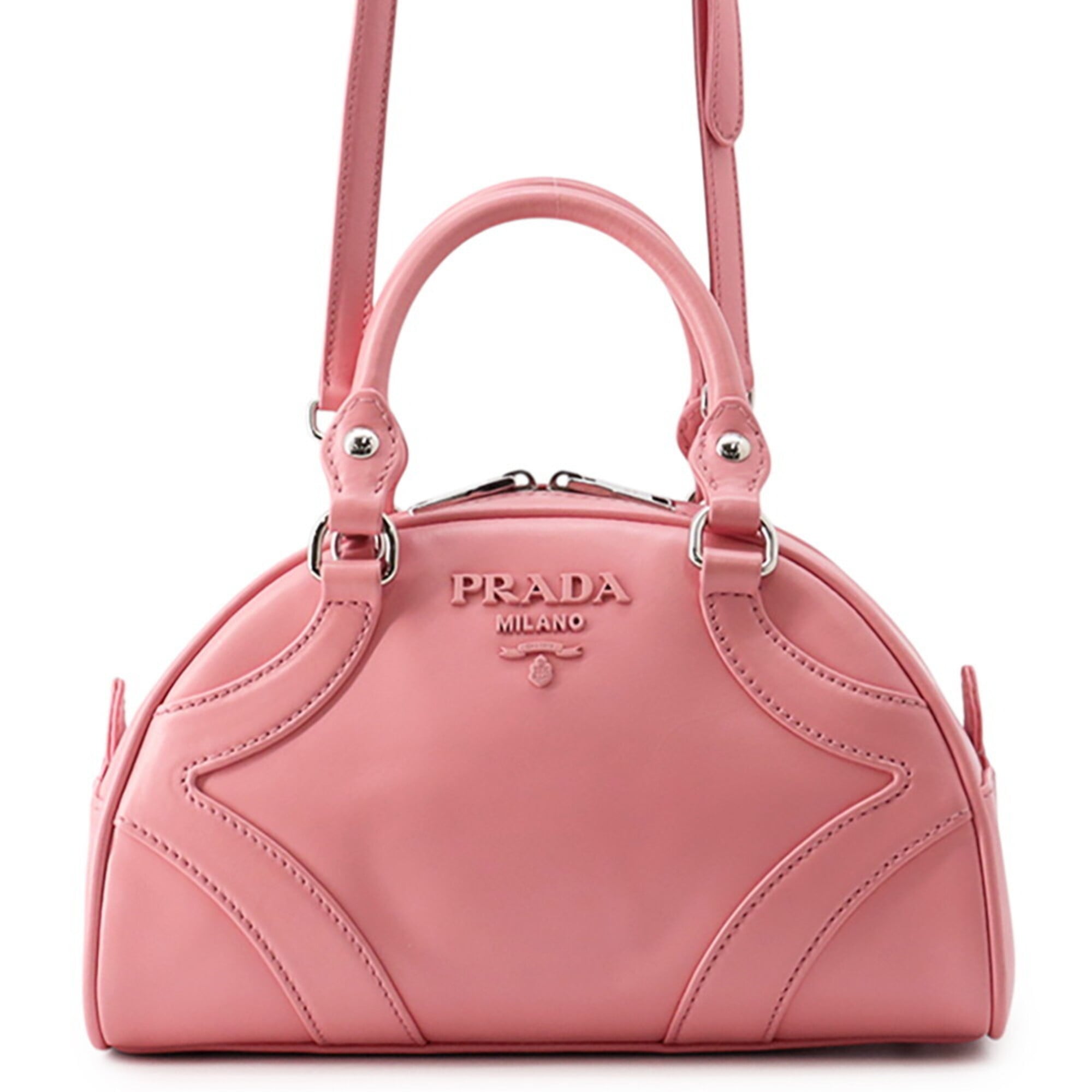 Prada Pink Leather Handbag Shoulder Bag (Pre-Owned)