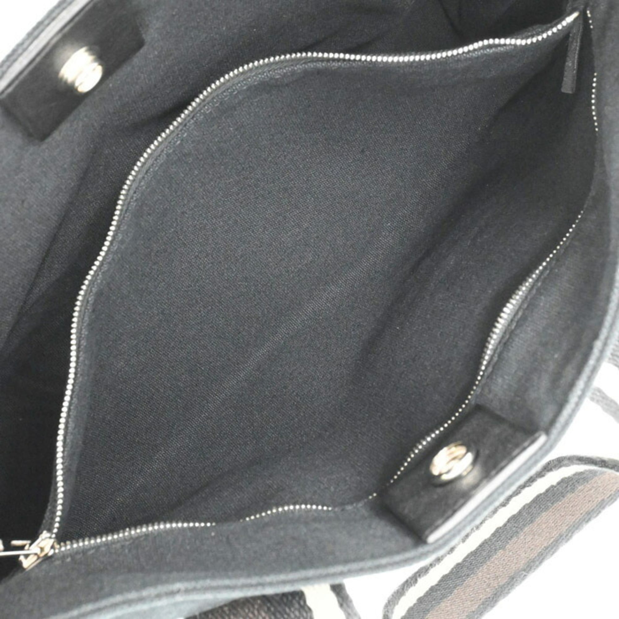 Hermes Black Brown Canvas Handbag (Pre-Owned)
