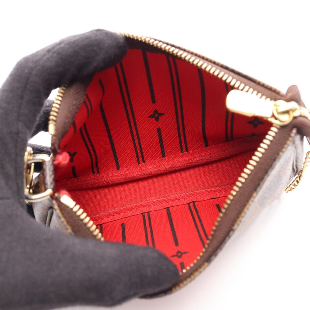 Louis Vuitton Brown Damier Canvas Red Brown Red Color Coated Canvas Handbag Pochette (Pre-Owned)