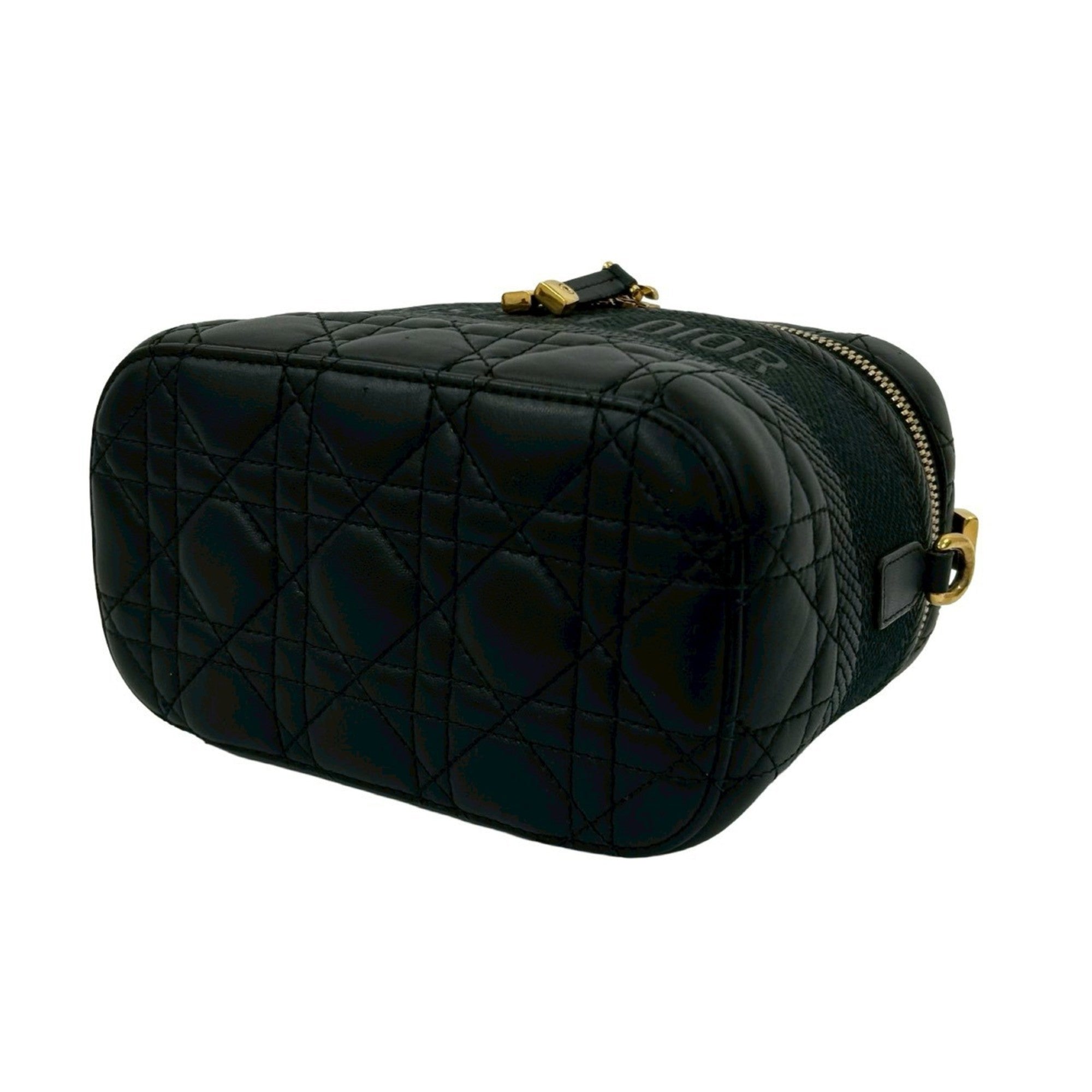 Christian Dior Black Leather Handbag Shoulder Bag Vanity Bag (Pre-Owned)