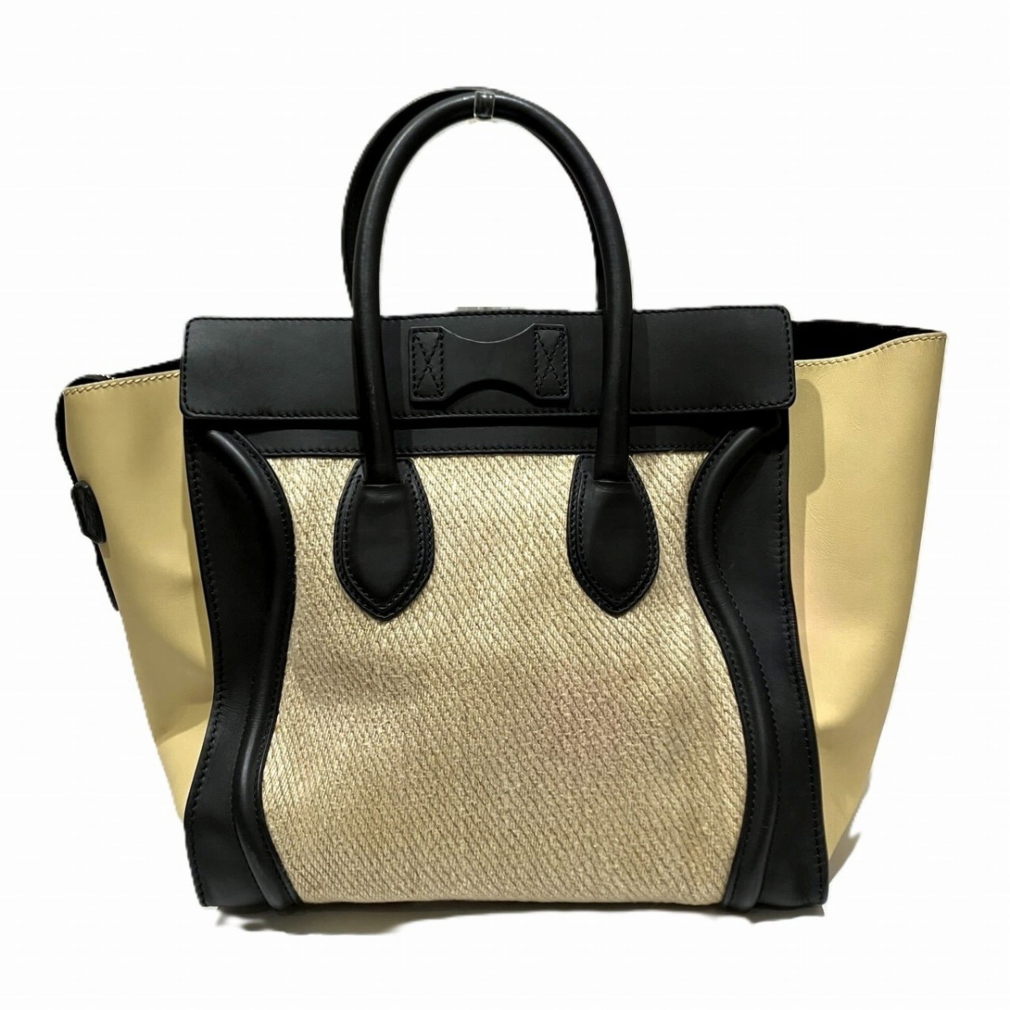 Celine Beige Hemp Linen Leather Handbag (Pre-Owned)