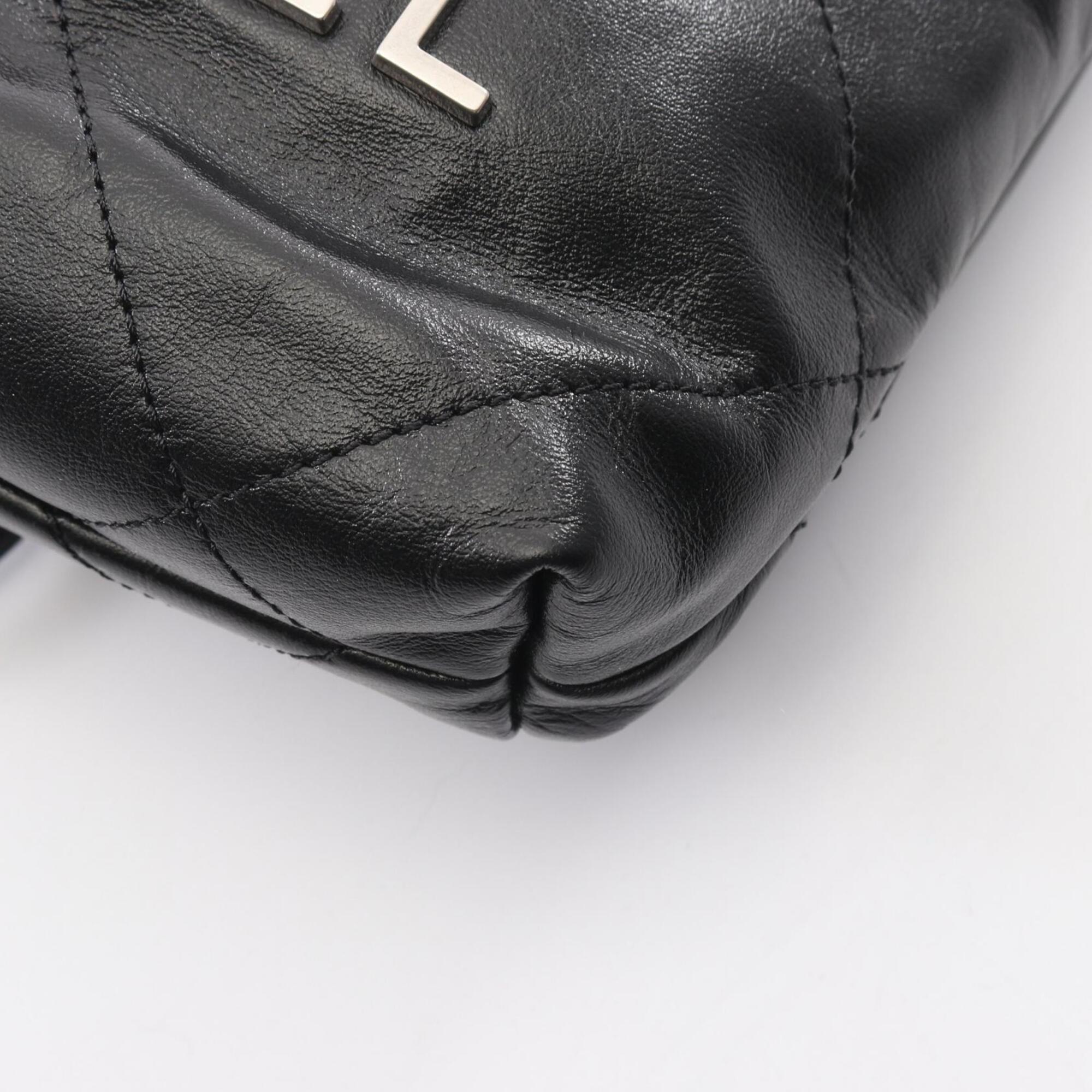 Chanel Black Leather Handbag Shoulder Bag (Pre-Owned)