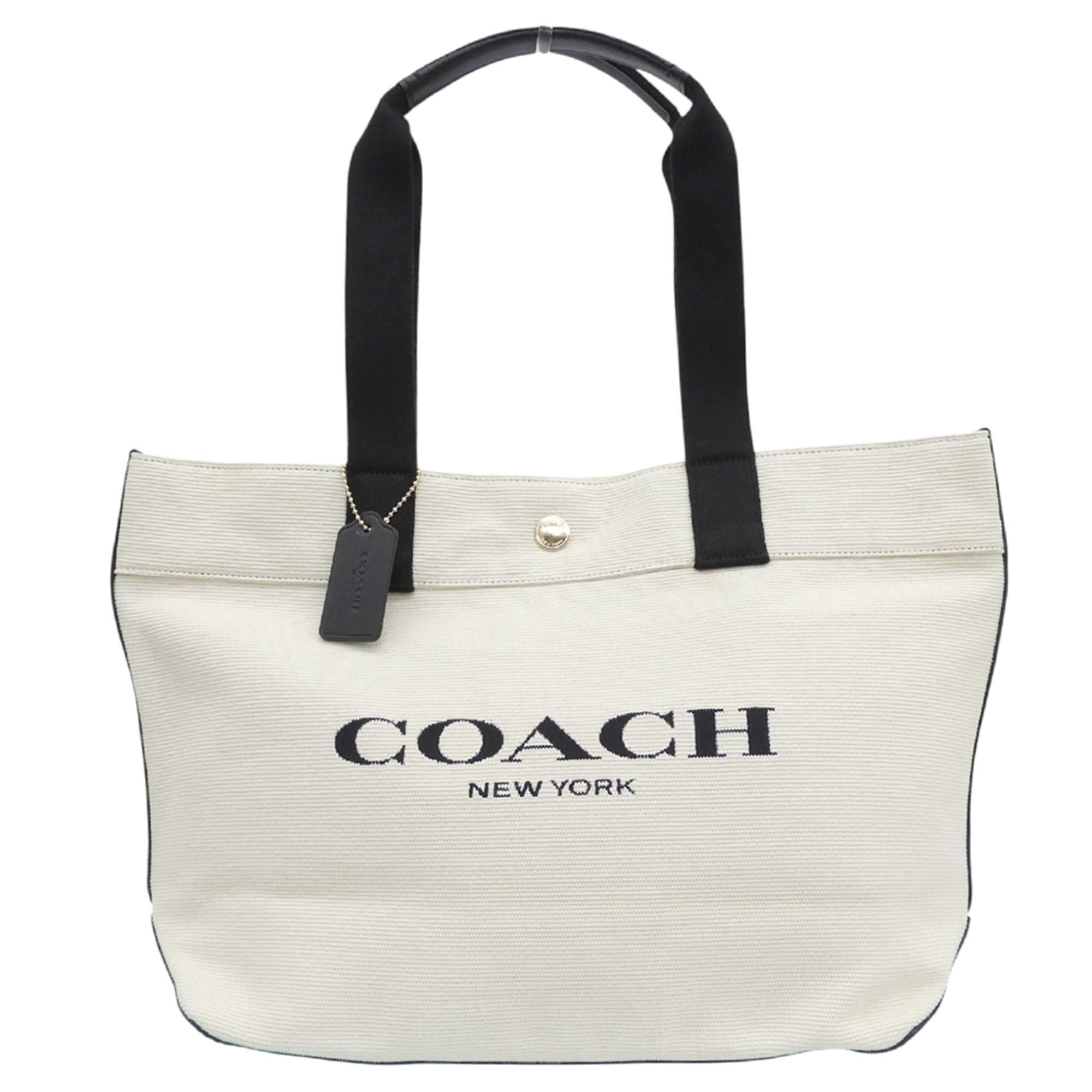 Coach Black White Canvas Tote Bag (Pre-Owned)