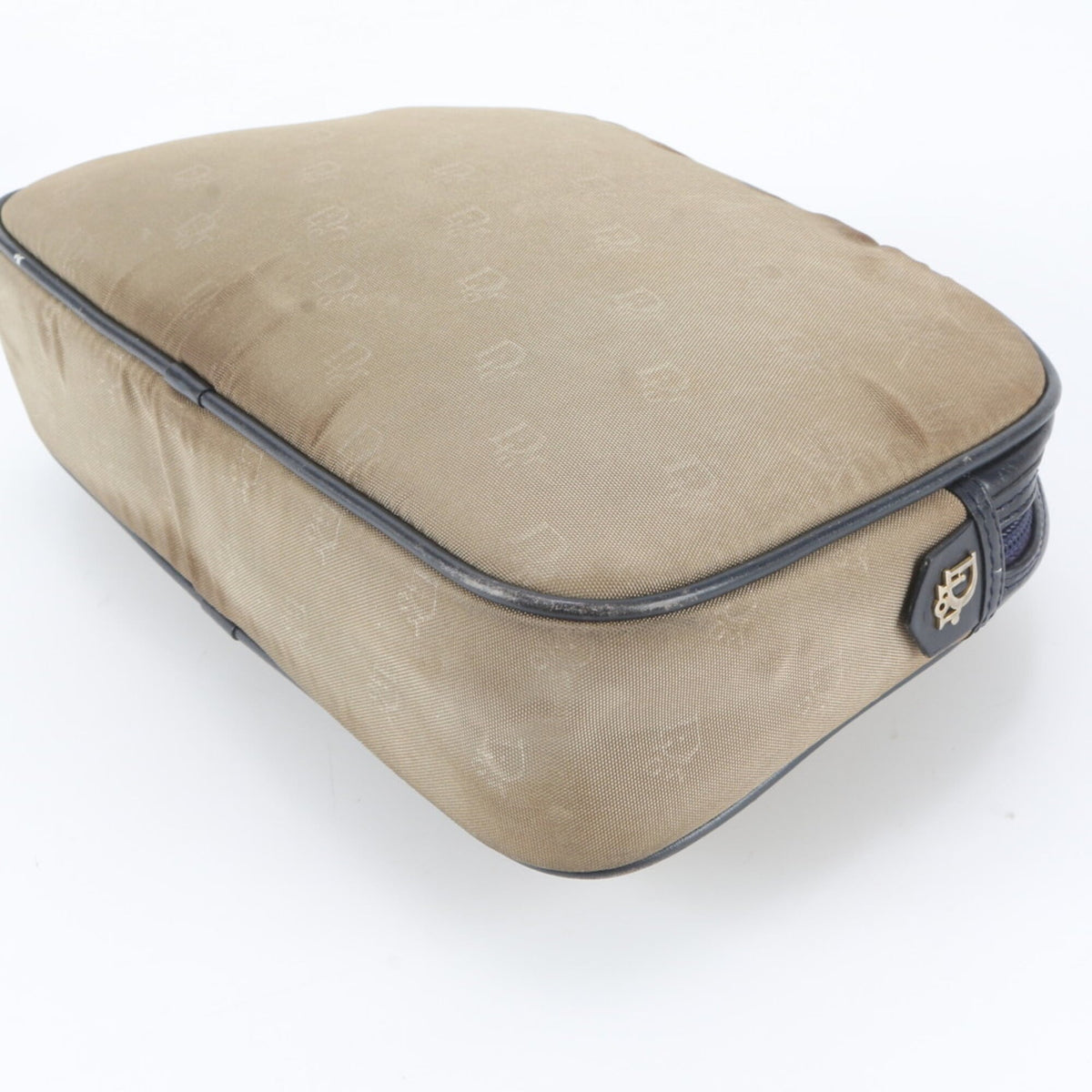 Christian Dior Green Khaki Navy Leather Nylon Clutch Bag Pouch (Pre-Owned)