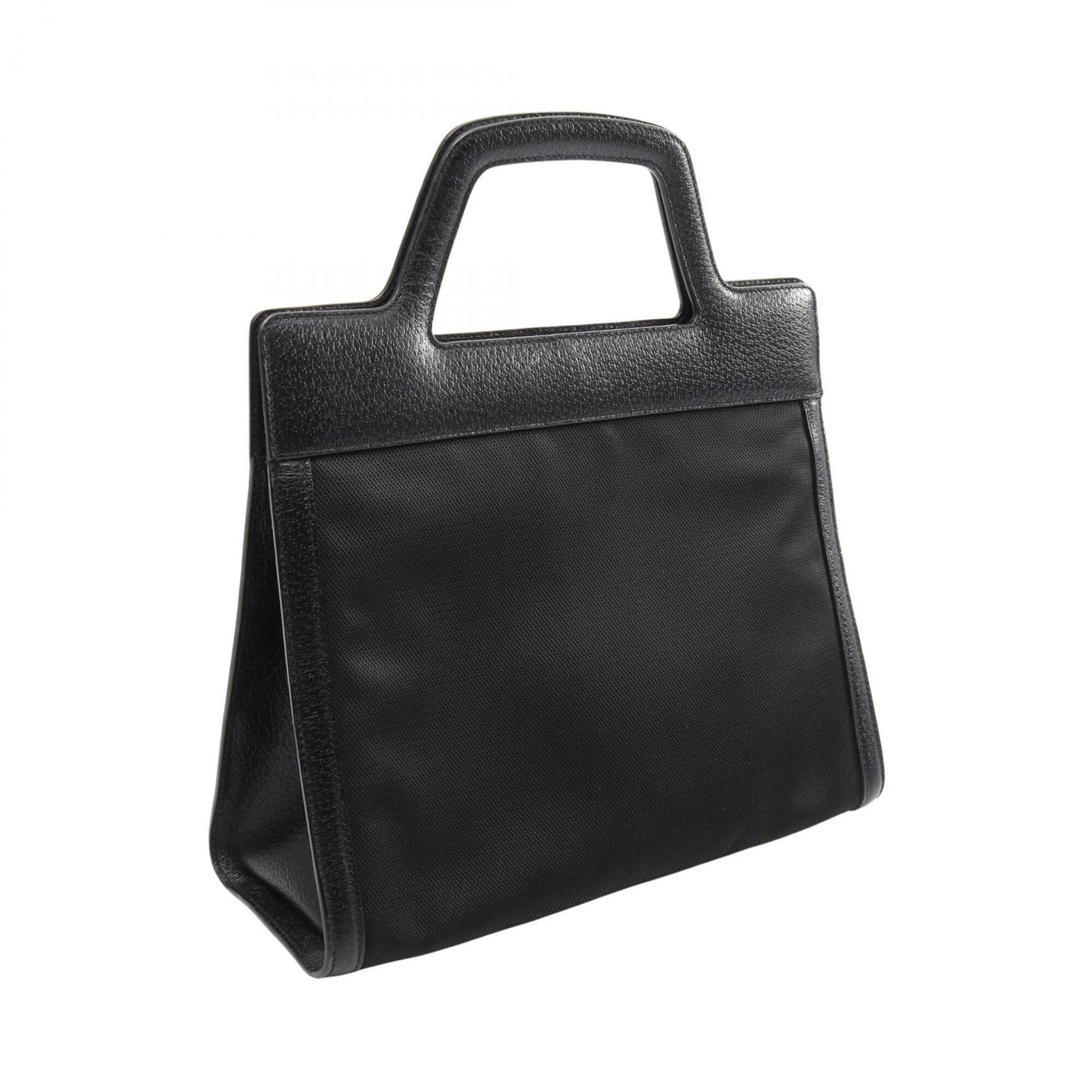 Salvatore Ferragamo Black Canvas Leather Handbag (Pre-Owned)