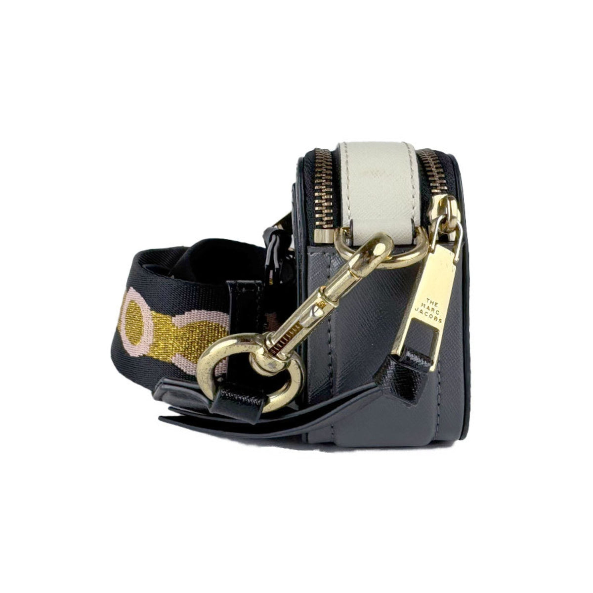 Marc Jacobs Black Gray Ivory Coated Canvas Shoulder Bag (Pre-Owned)