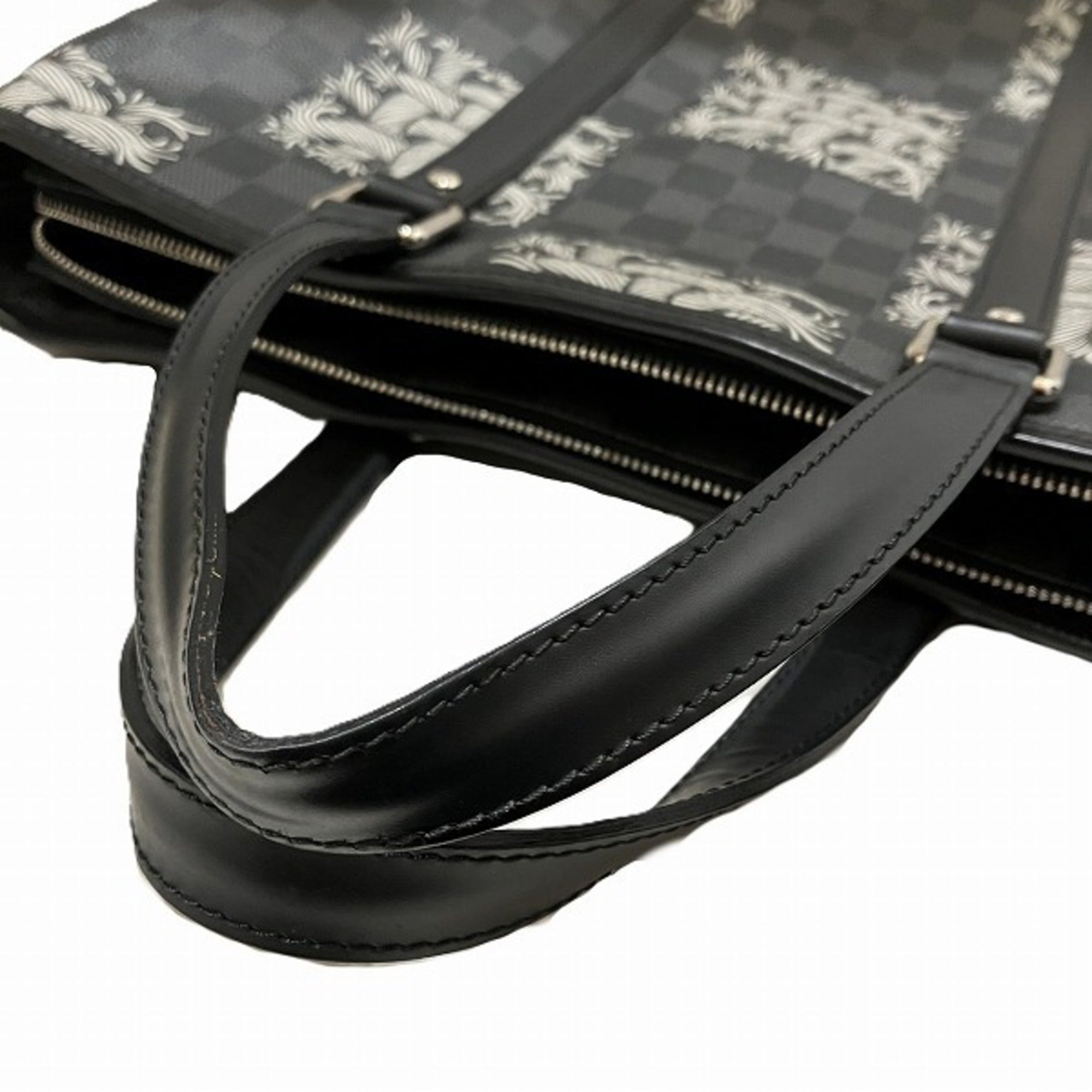Louis Vuitton Black Gray White Handbag Tote Bag (Pre-Owned)