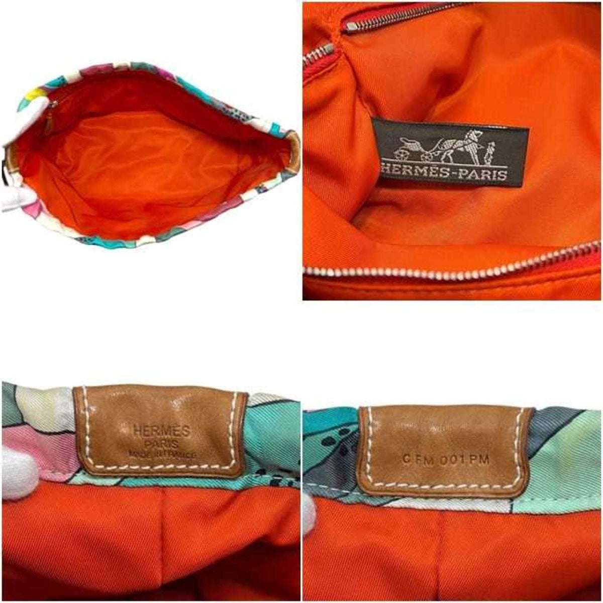 Hermes Multi-Color Silk Barenia Leather Pouch (Pre-Owned)