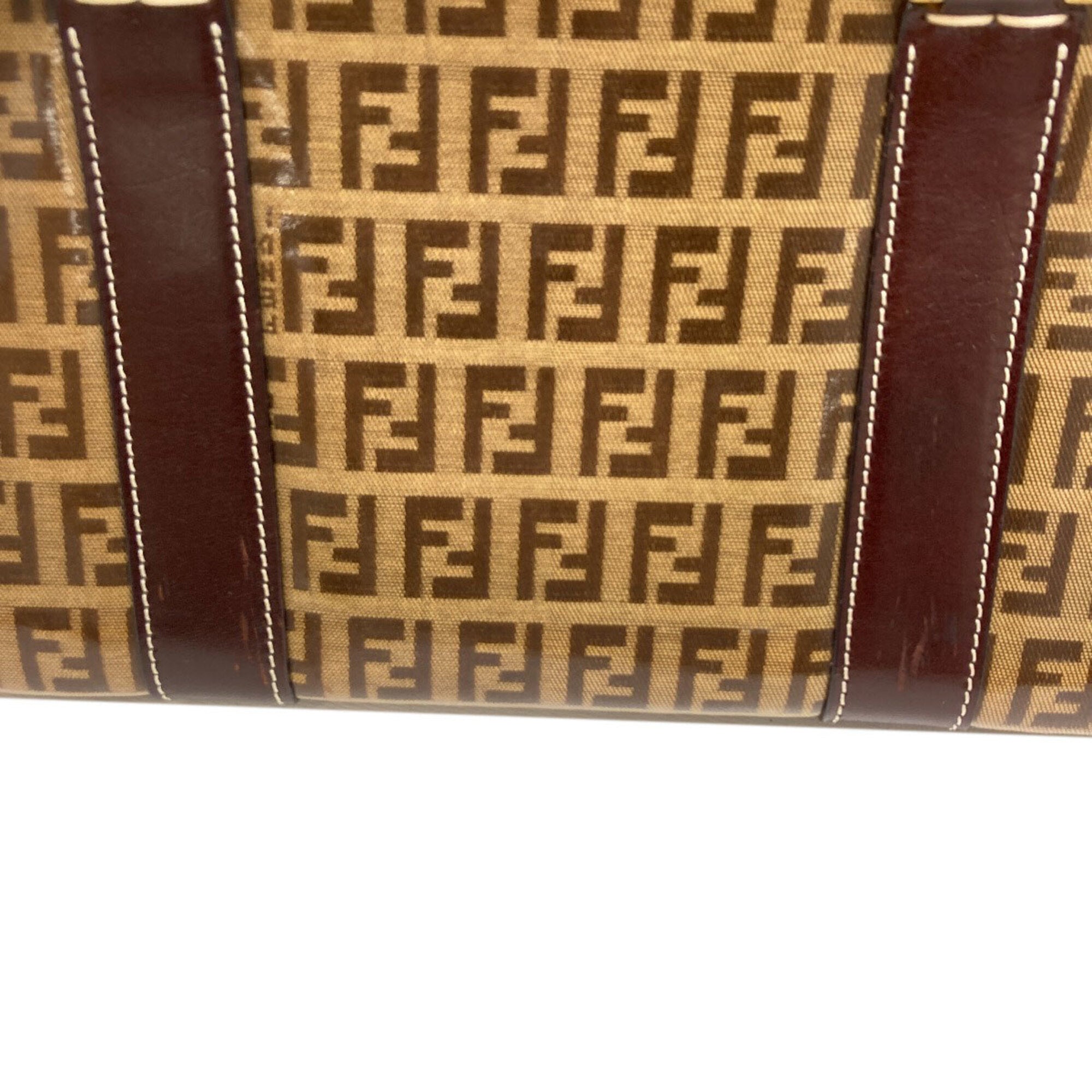 Fendi Zucchino Brown Leather Handbag (Pre-Owned)