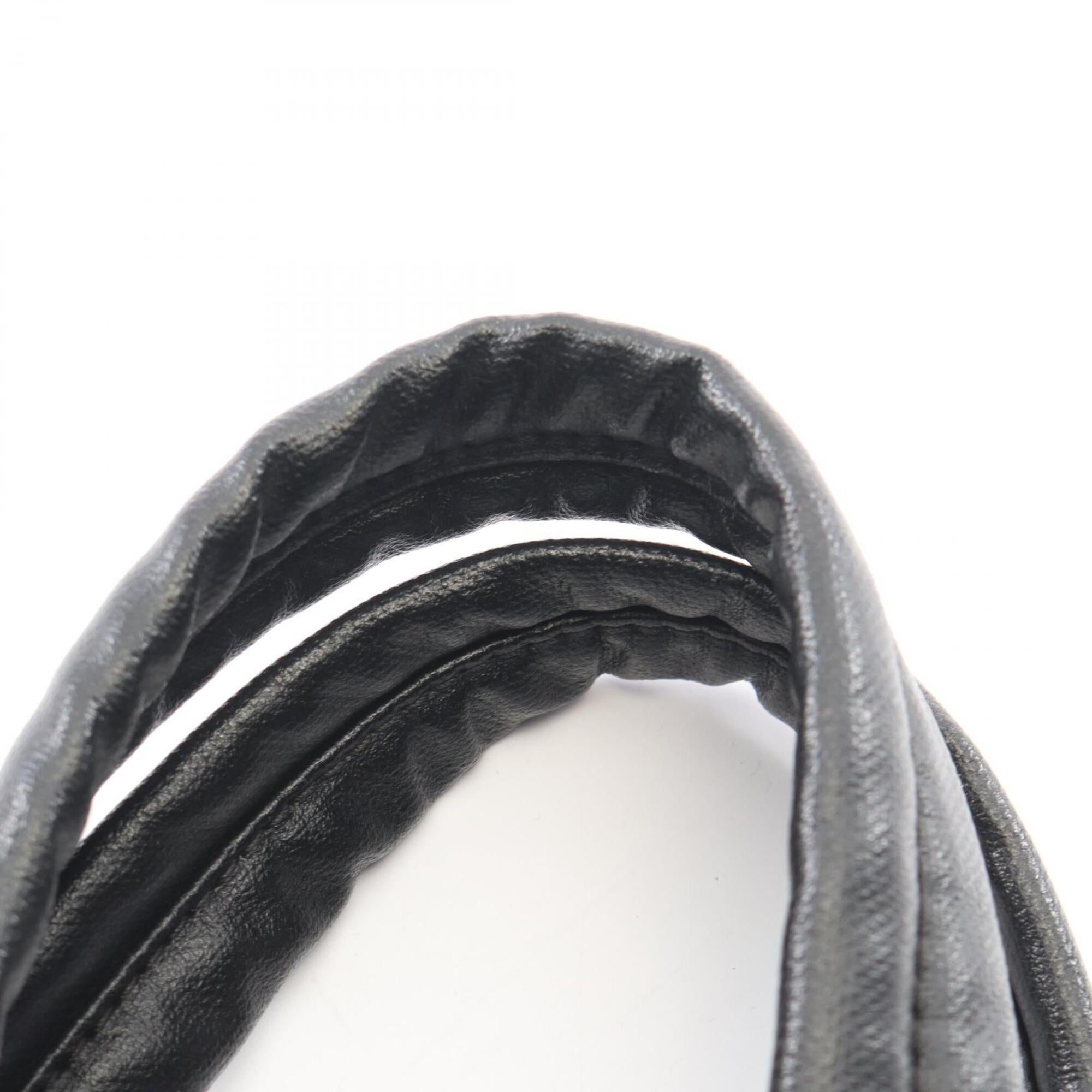 Chanel Black Coated Canvas Leather Handbag Tote Bag (Pre-Owned)