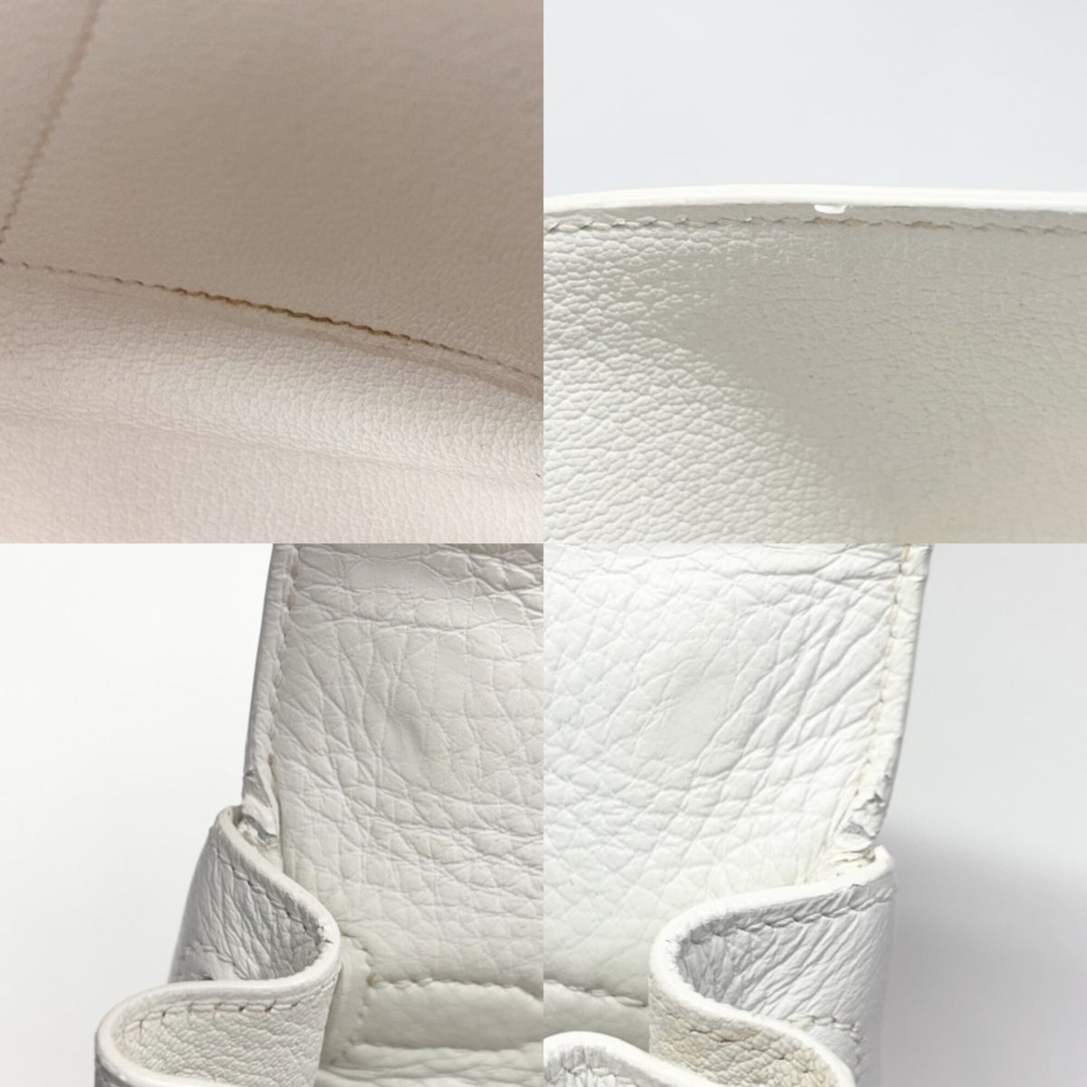 Hermes Kelly White Taurillon Clemence Leather Handbag Shoulder Bag (Pre-Owned)