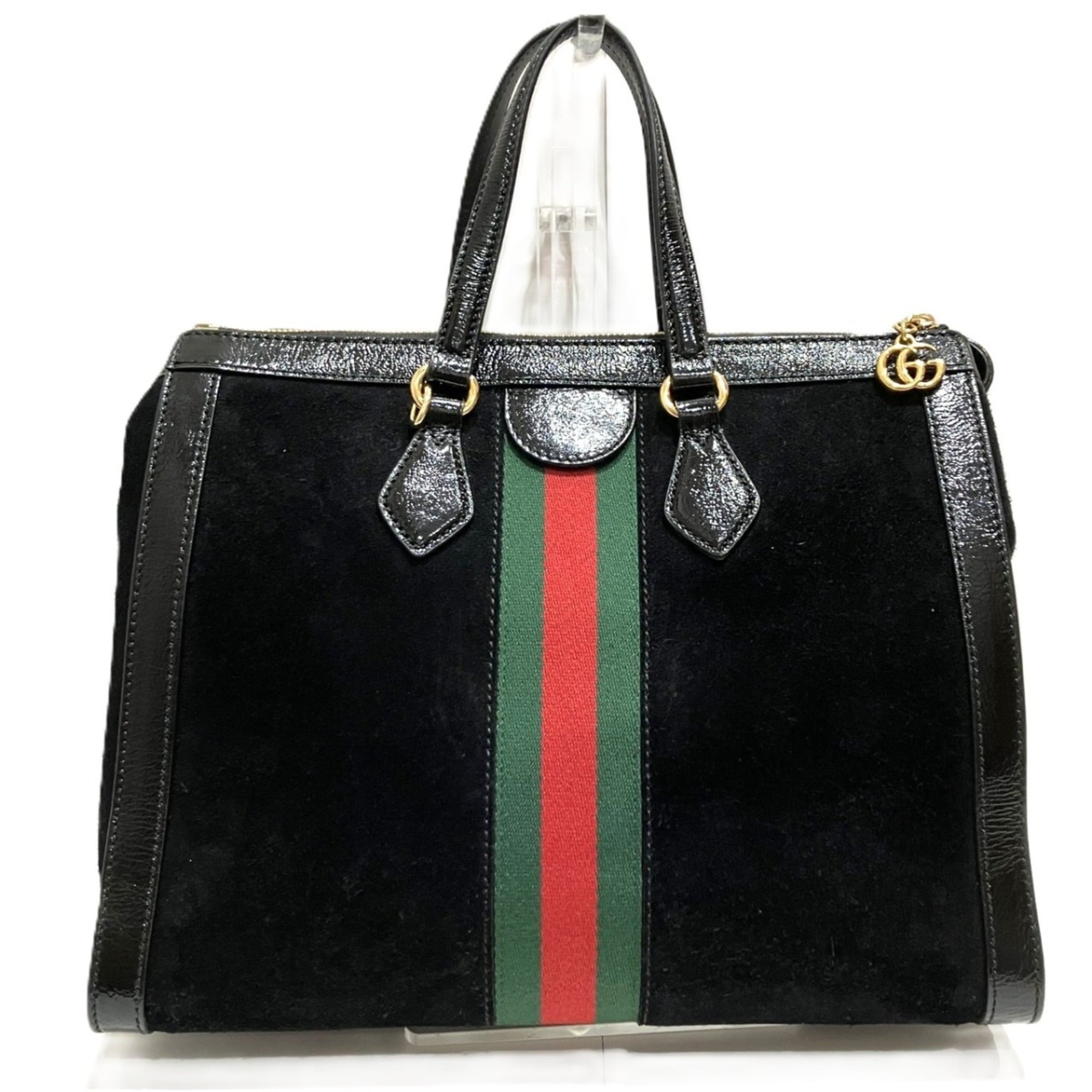 Gucci Sherry Line Black Suede Leather Handbag (Pre-Owned)