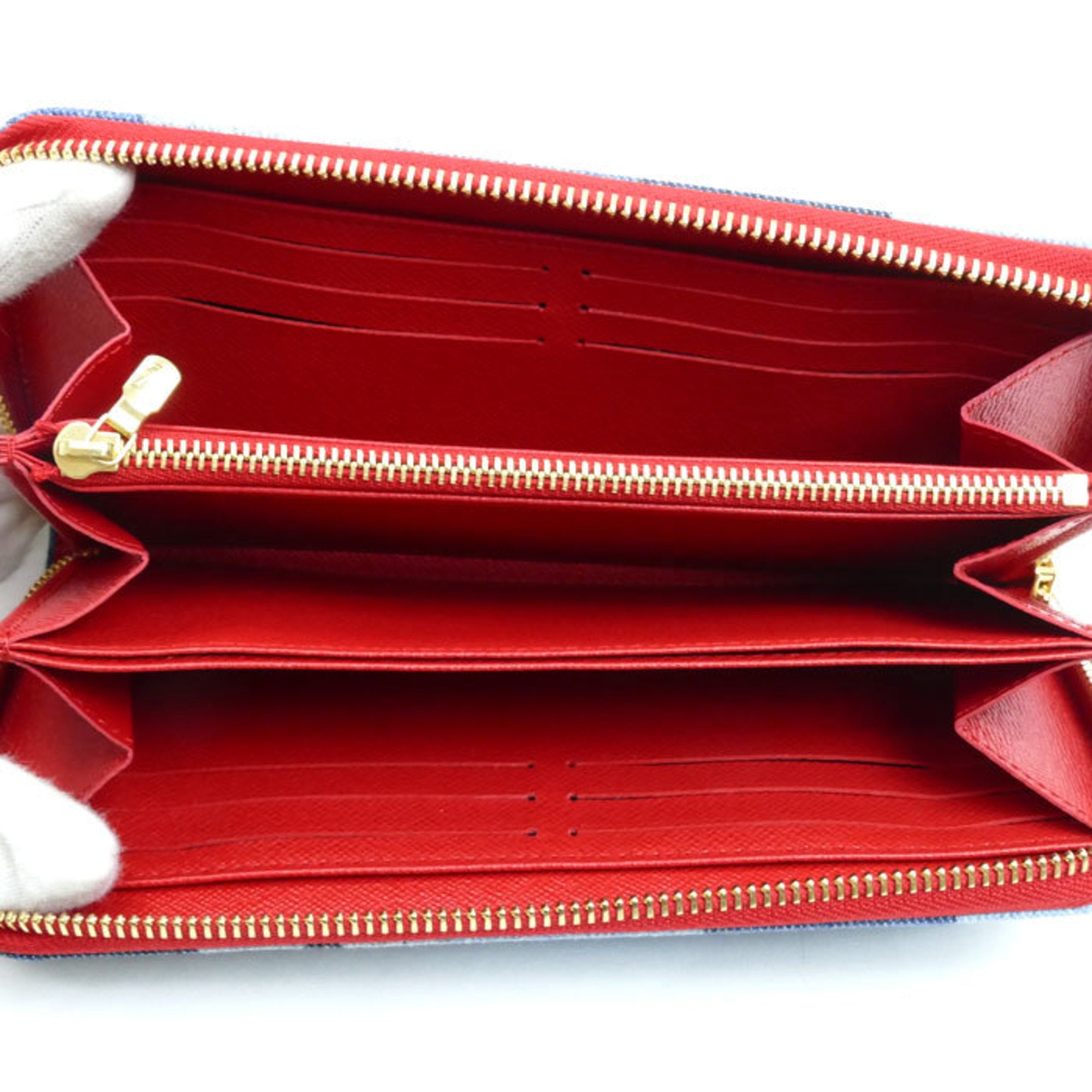 Louis Vuitton Blue Red Color Monogram Denim Long Wallet (Bi-Fold) (Pre-Owned)