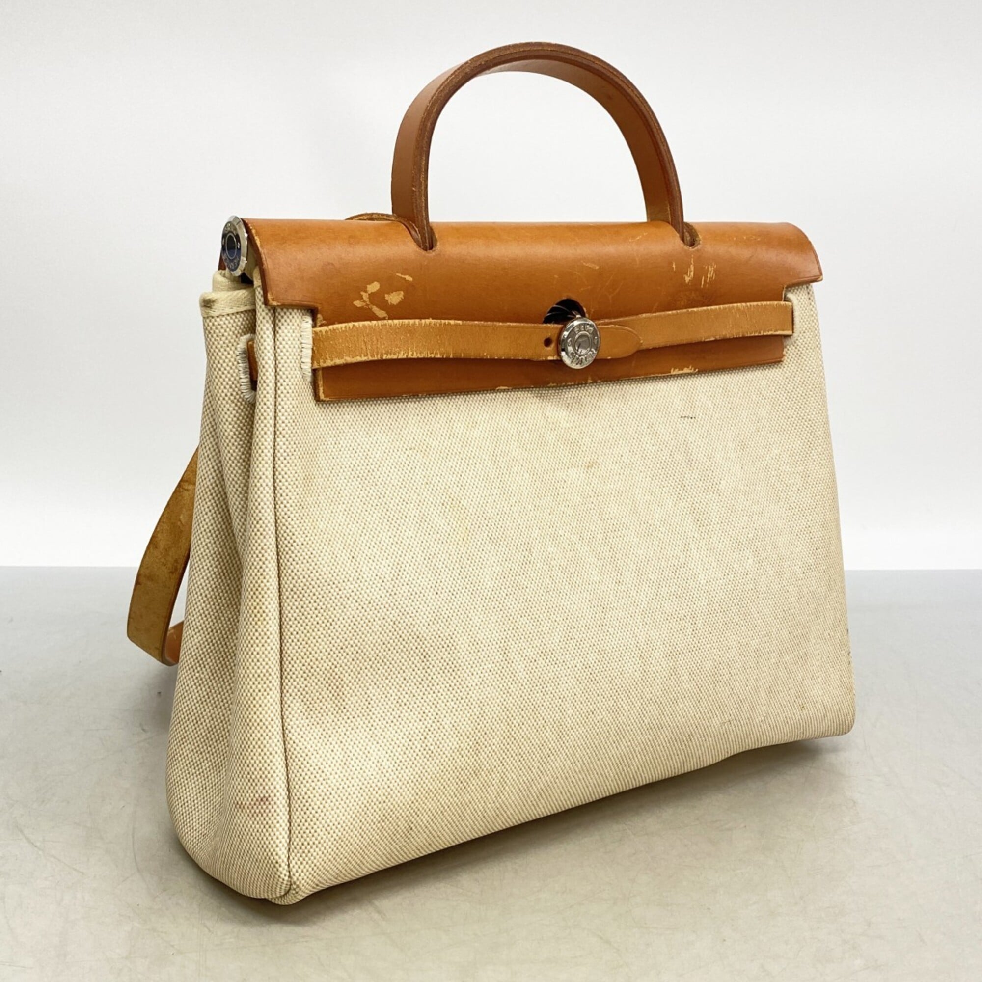 Hermes Natural Toile H Handbag (Pre-Owned)