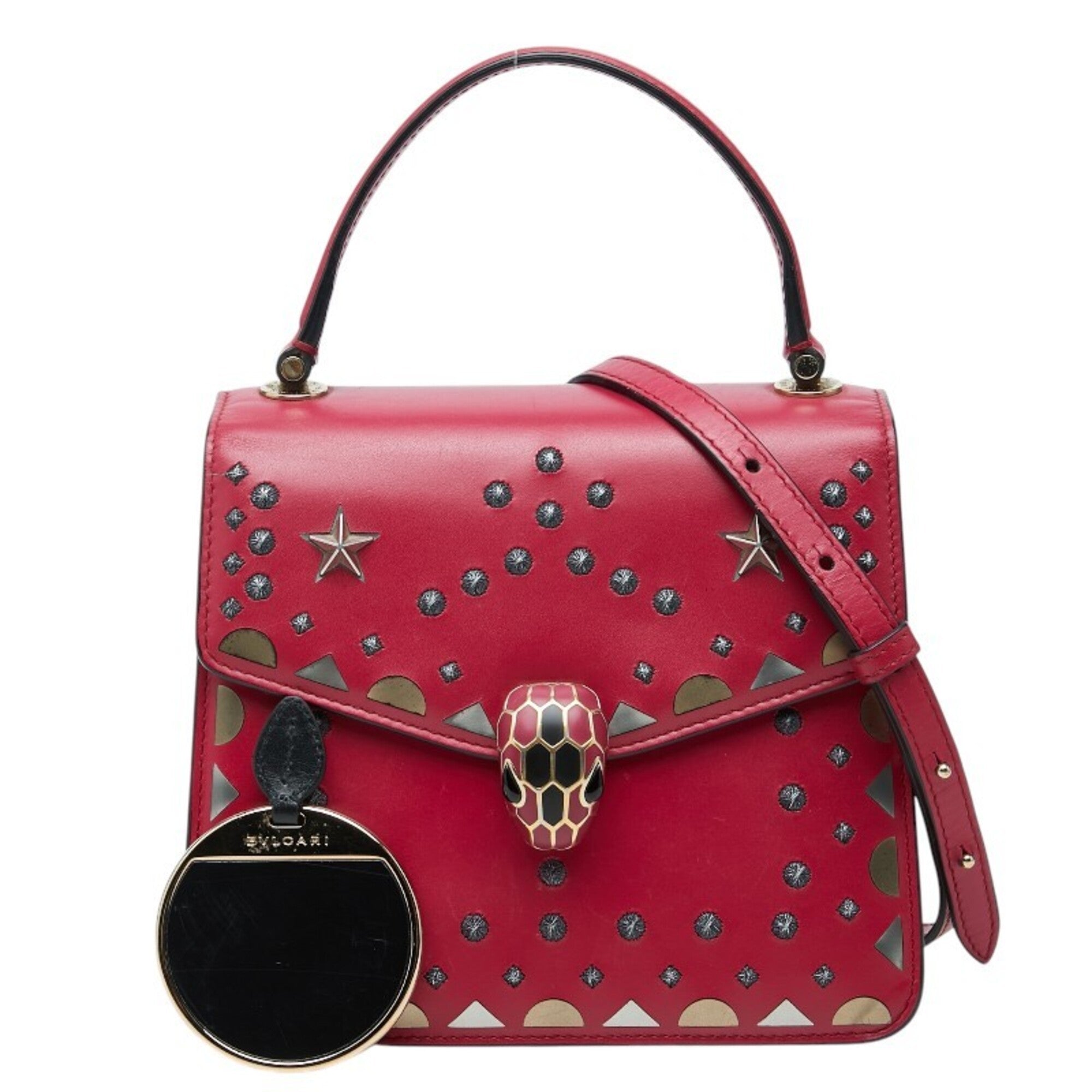Bvlgari Pink Leather Handbag Shoulder Bag (Pre-Owned)