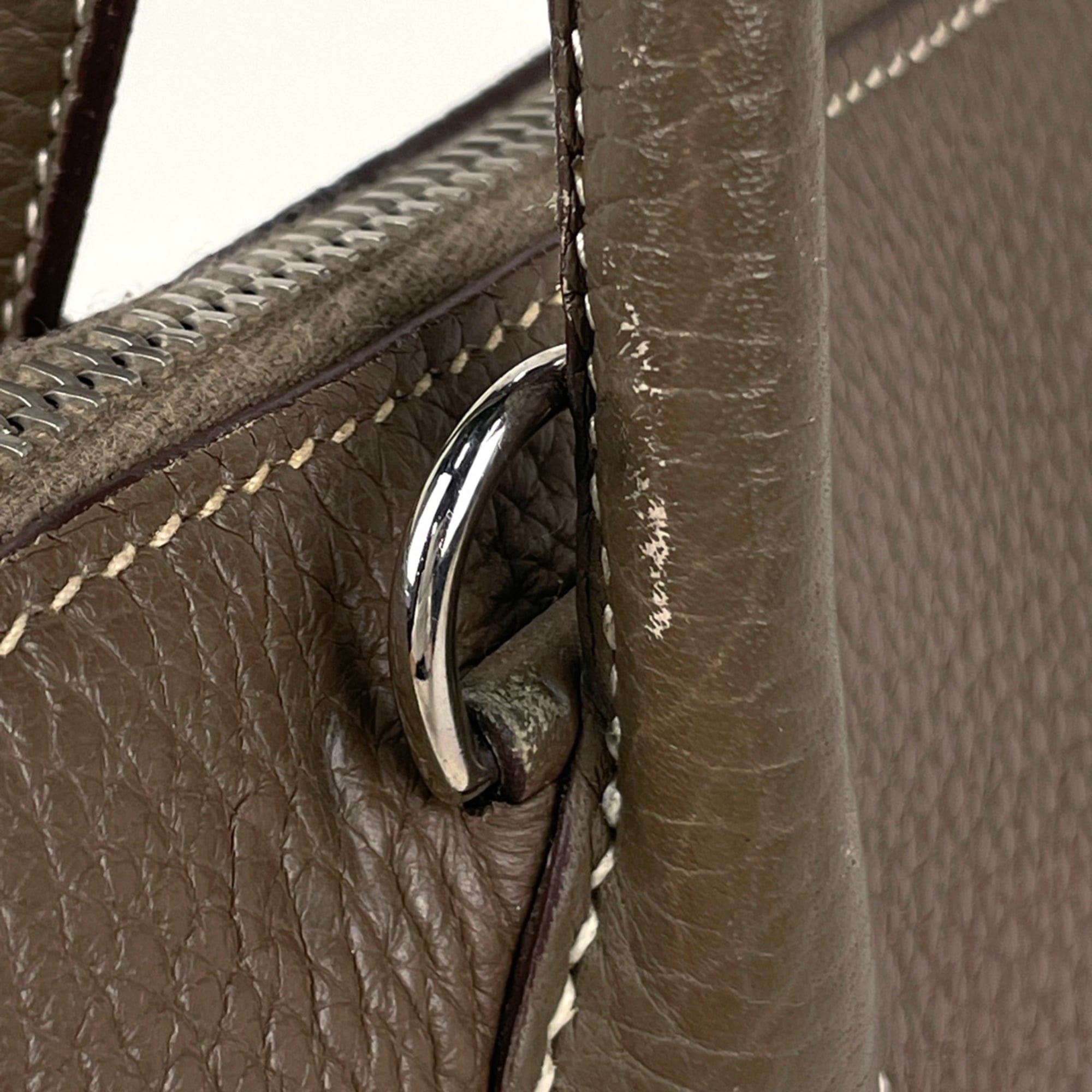 Hermes Etoupe Gray Taurillon Clemence Leather Handbag (Pre-Owned)