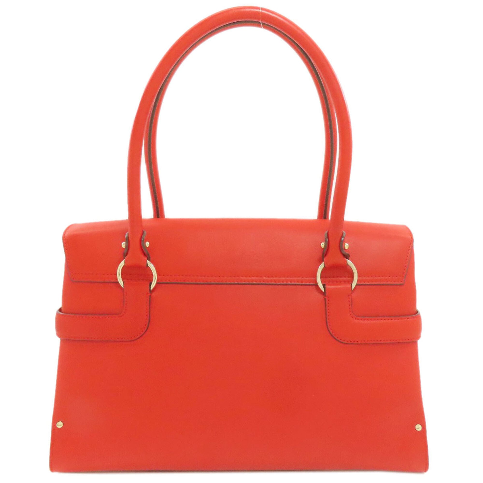 Salvatore Ferragamo Gancini Red Color Leather Tote Bag (Pre-Owned)