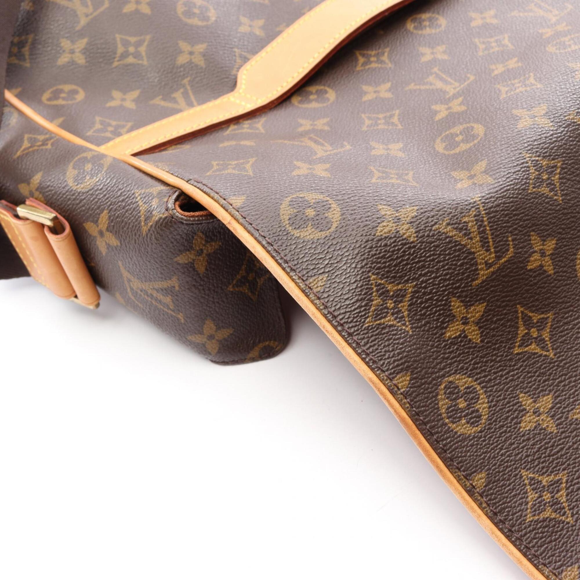 Louis Vuitton Brown Leather Coated Canvas Handbag Shoulder Bag (Pre-Owned)